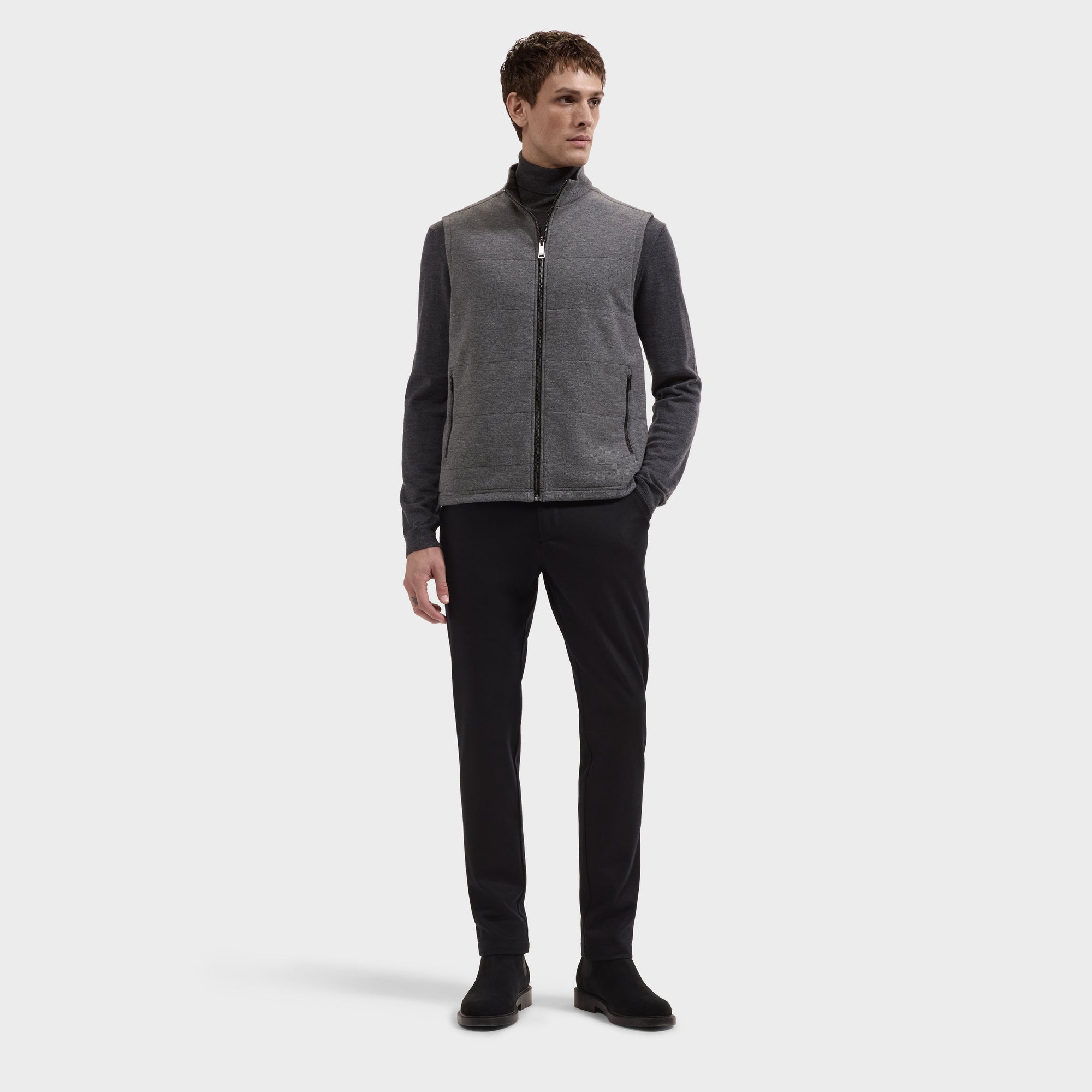 Reversible Micro Stripe Zip Knit Vest