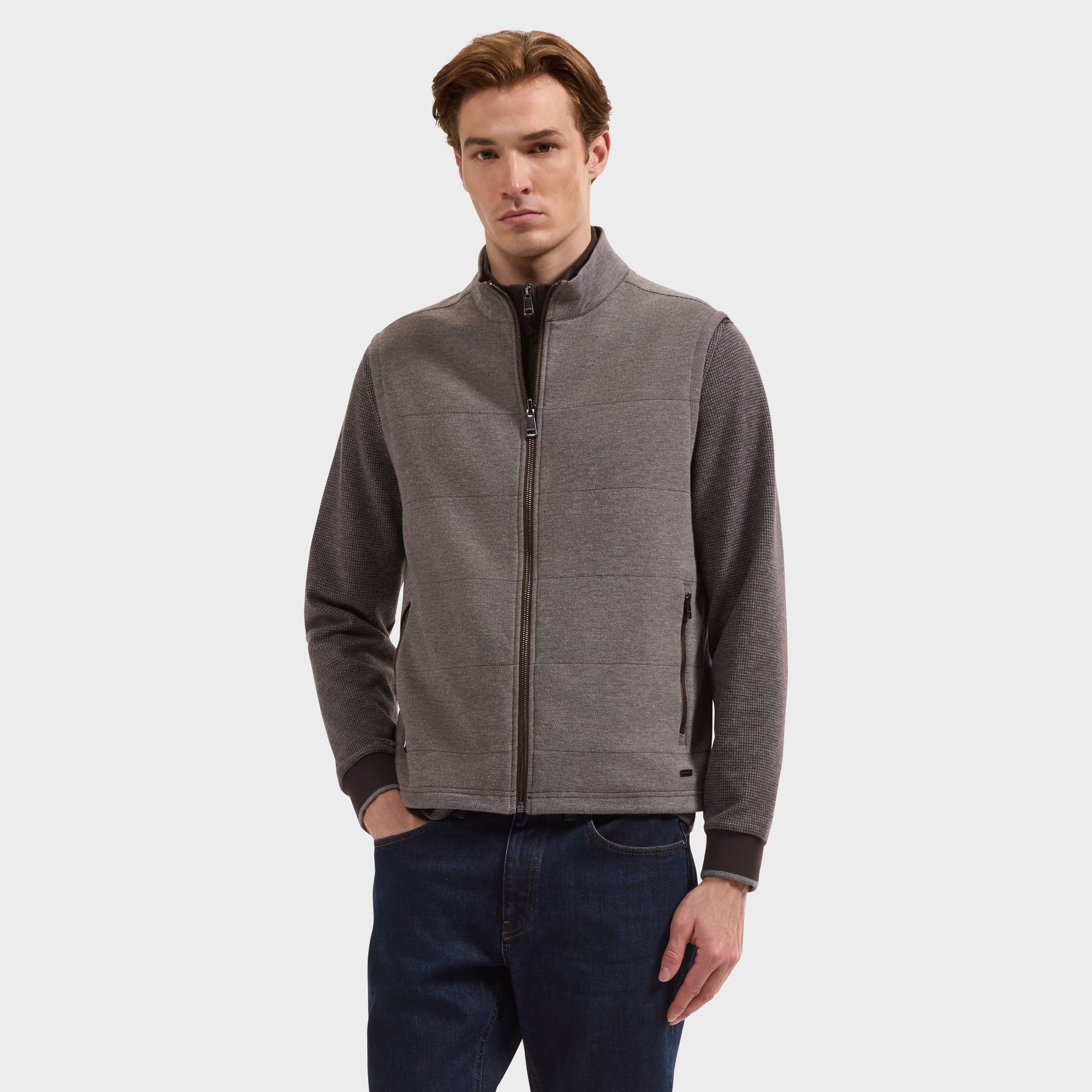 Reversible Micro Stripe Zip Knit Vest