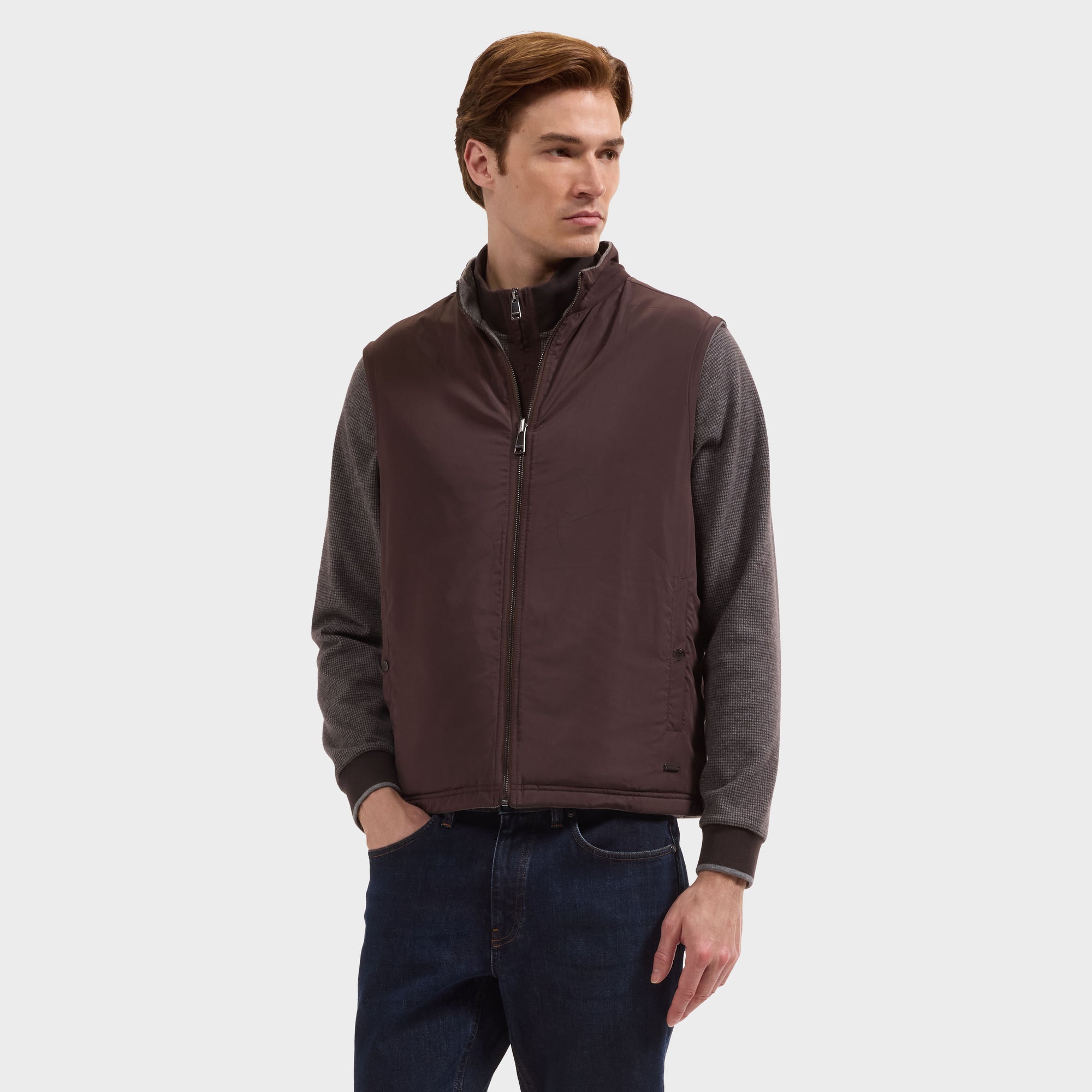 Reversible Micro Stripe Zip Knit Vest