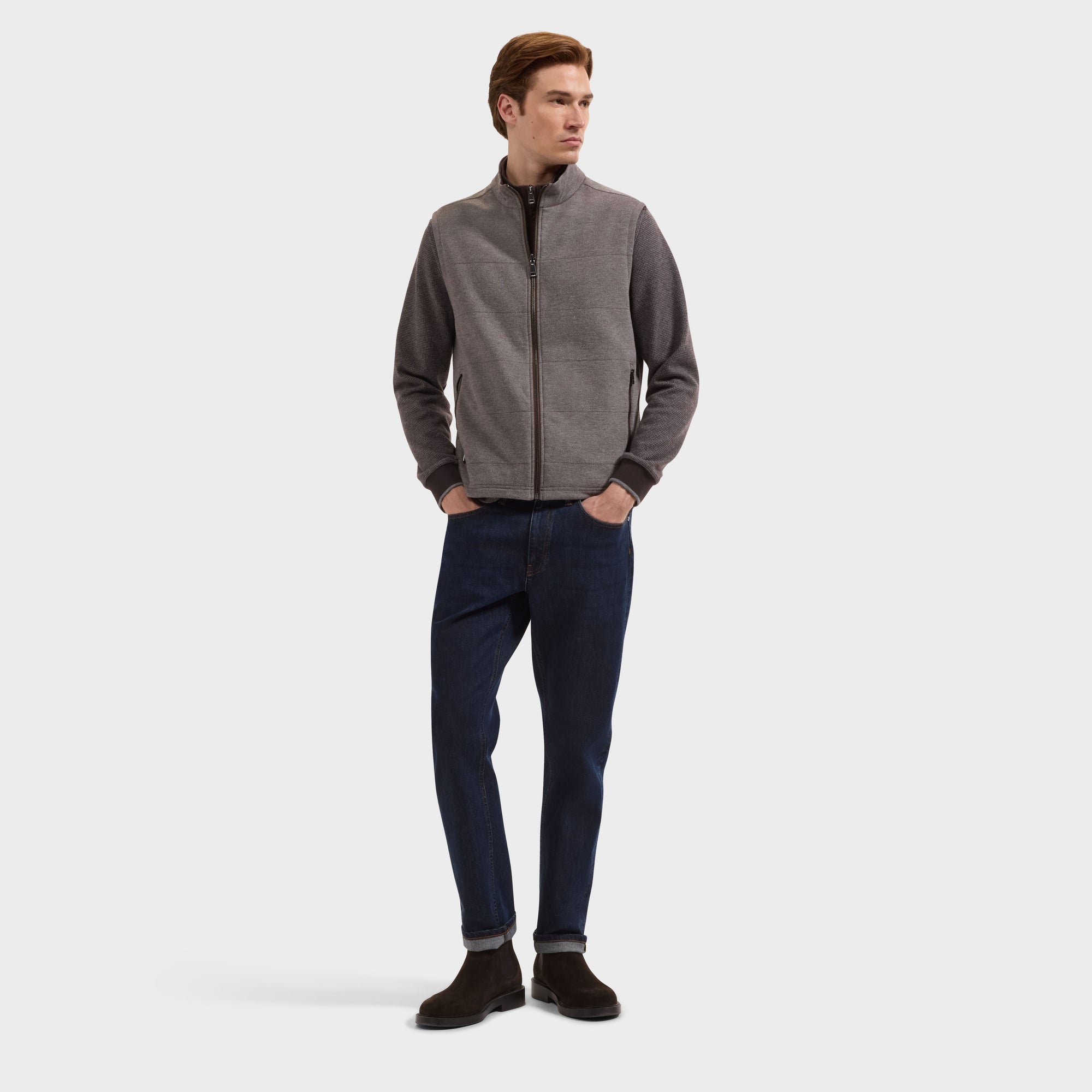 Reversible Micro Stripe Zip Knit Vest
