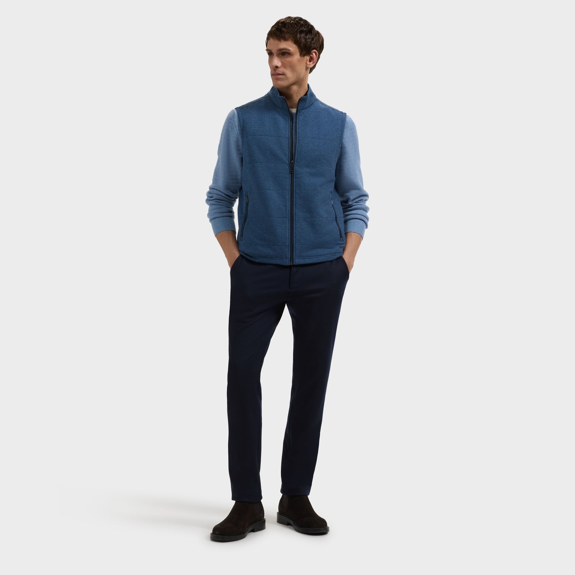 Reversible Micro Stripe Zip Knit Vest