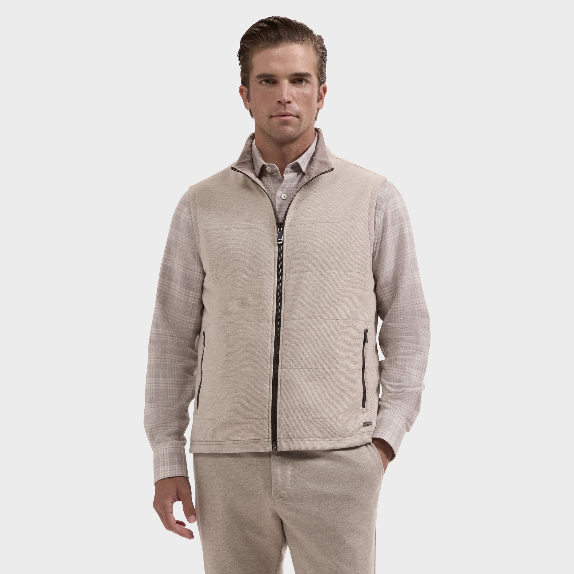 Reversible Micro Stripe Zip Knit Vest