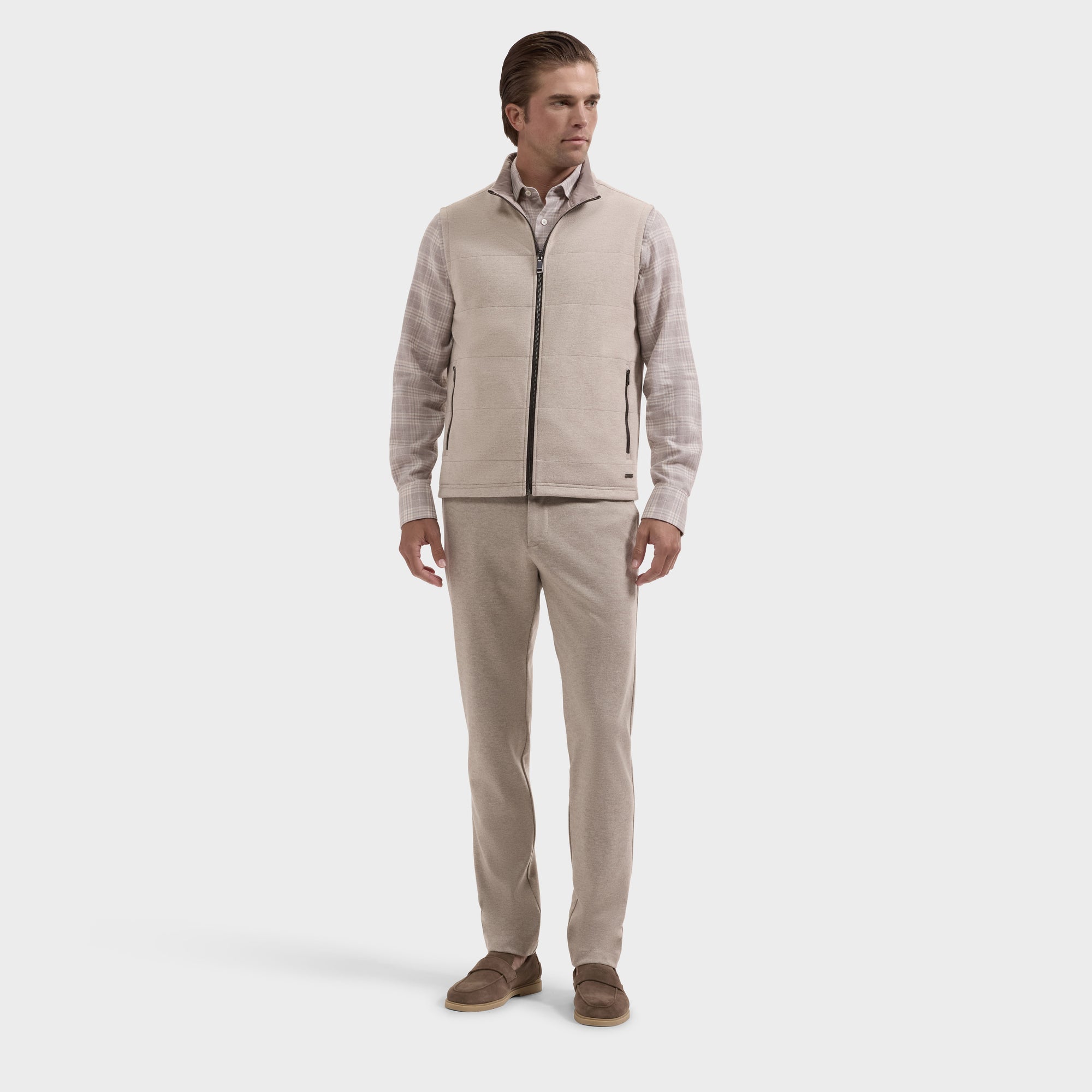 Reversible Micro Stripe Zip Knit Vest