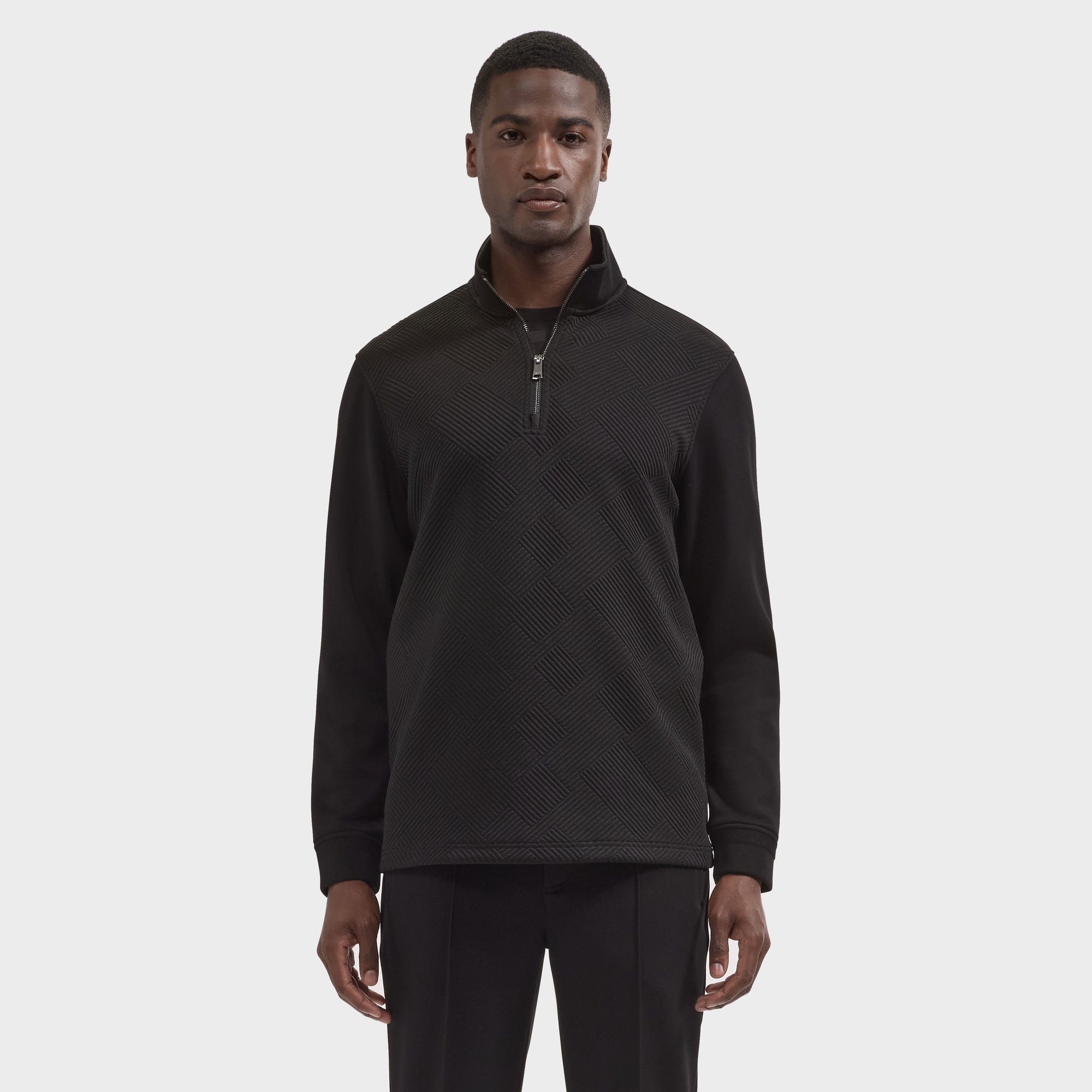 Soft Touch Geometric Jacquard Quarter-Zip Pullover