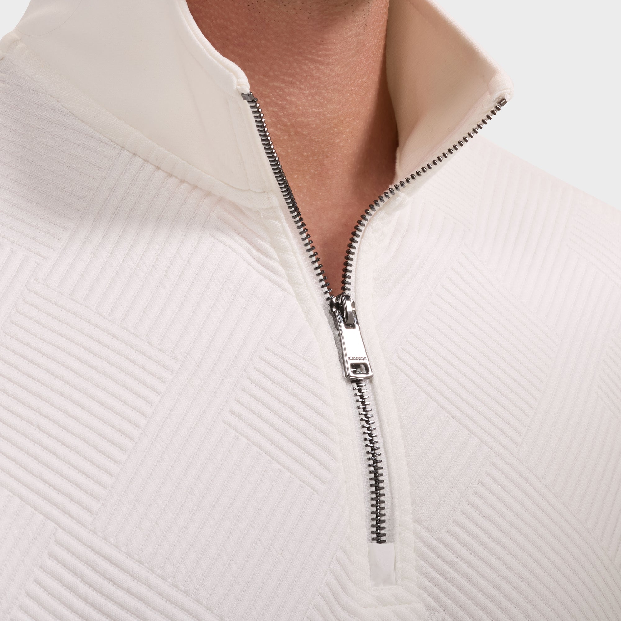 Soft Touch Geometric Jacquard Quarter-Zip Pullover