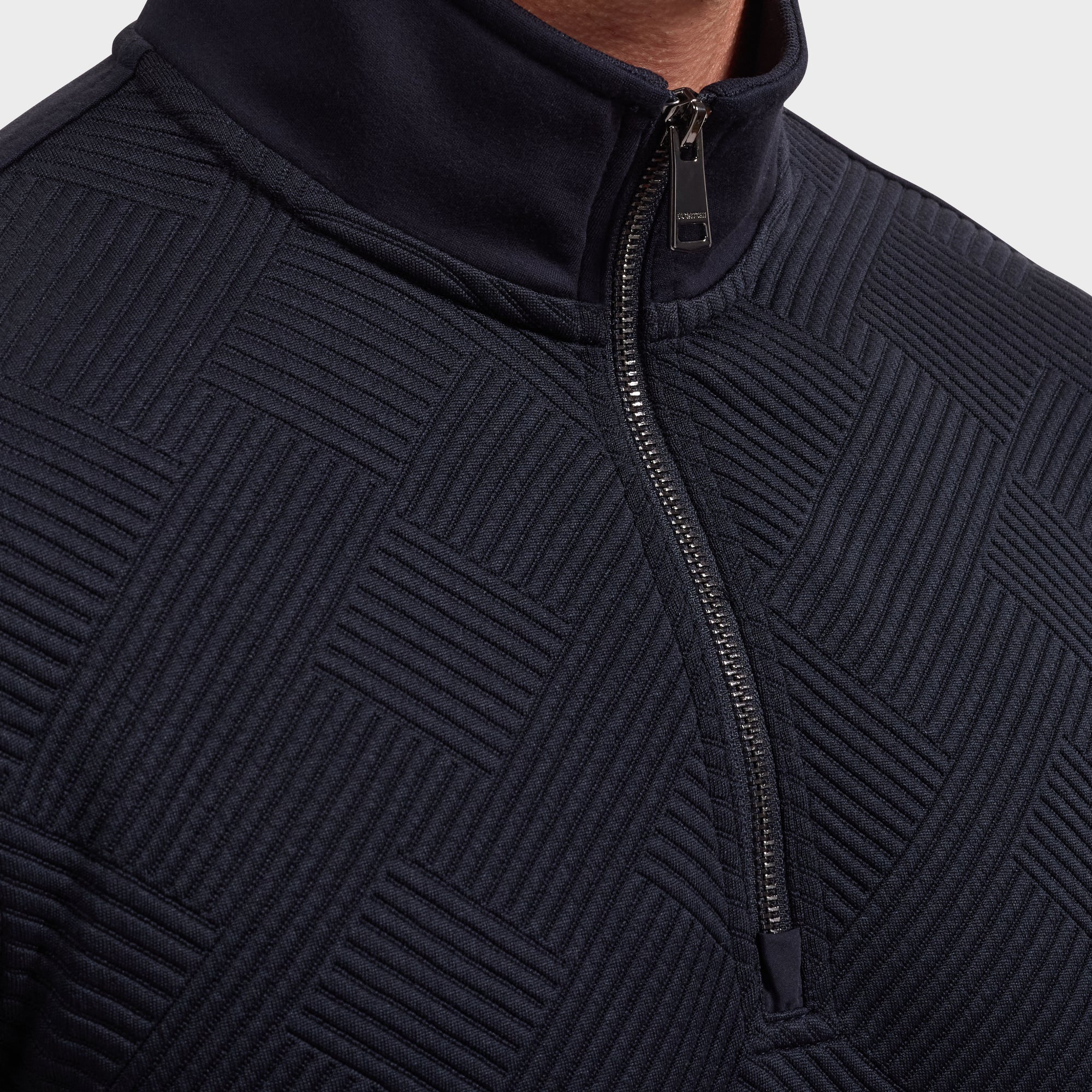 Soft Touch Geometric Jacquard Quarter-Zip Pullover