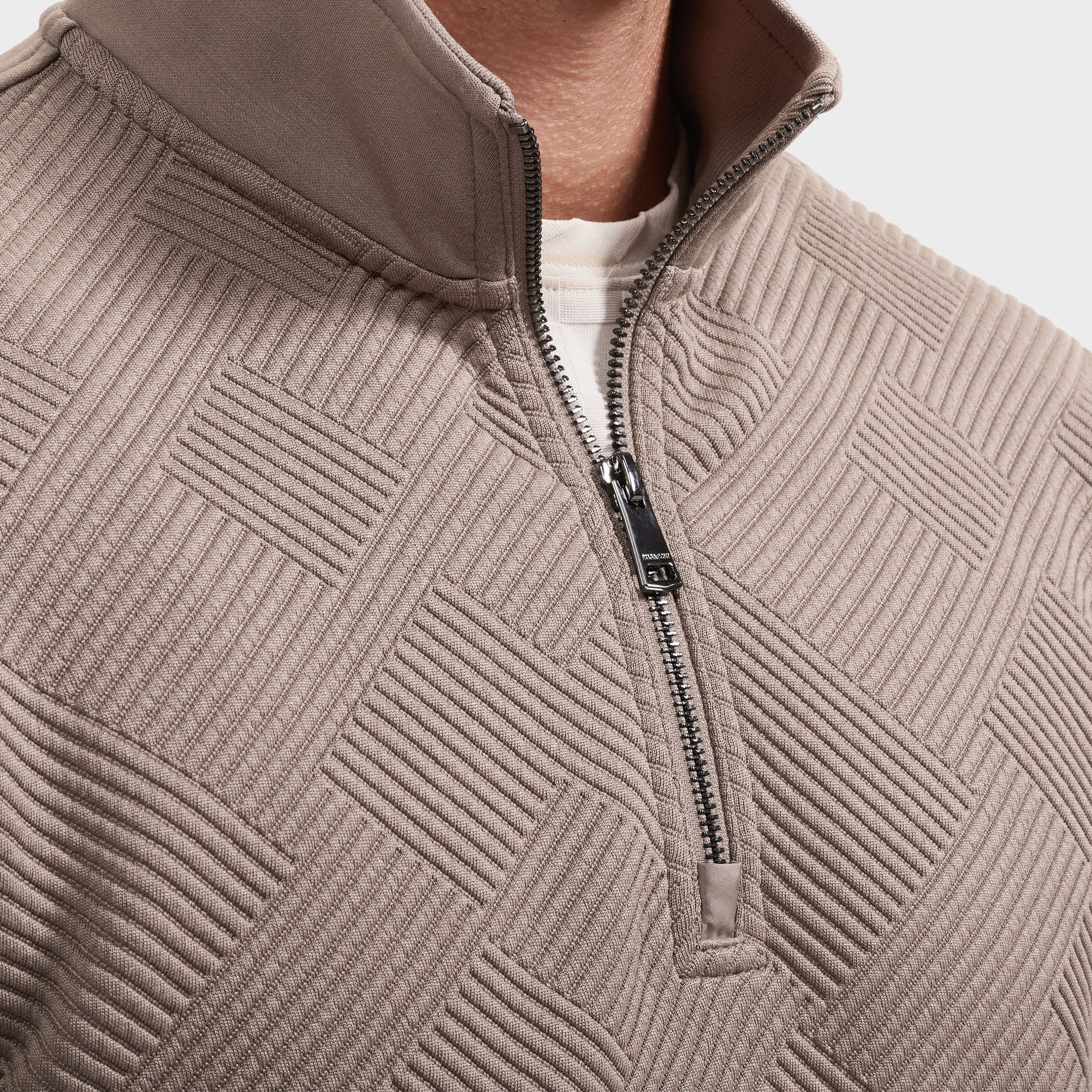 Soft Touch Geometric Jacquard Quarter-Zip Pullover