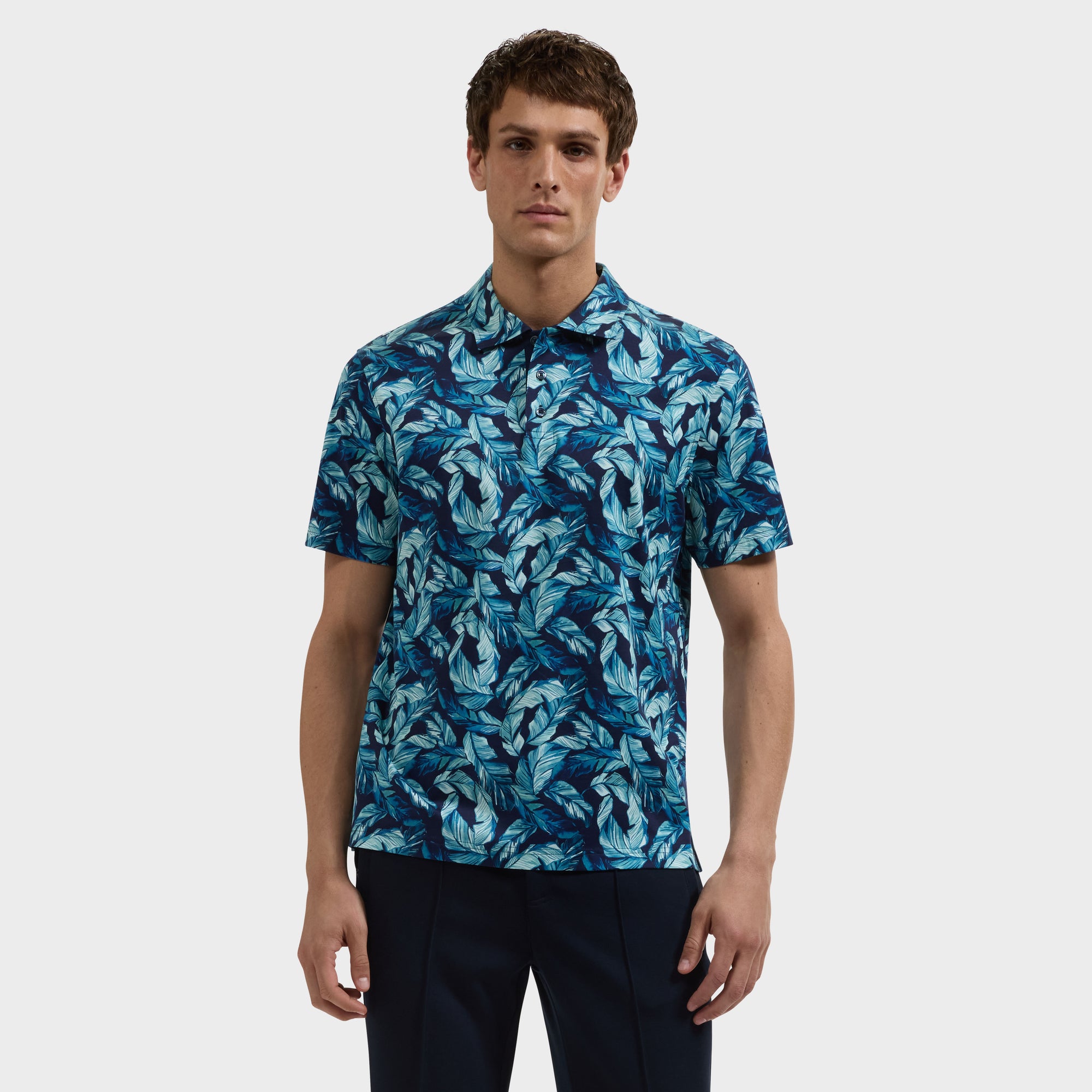 Hendrix Leaf Print Polo Shirt