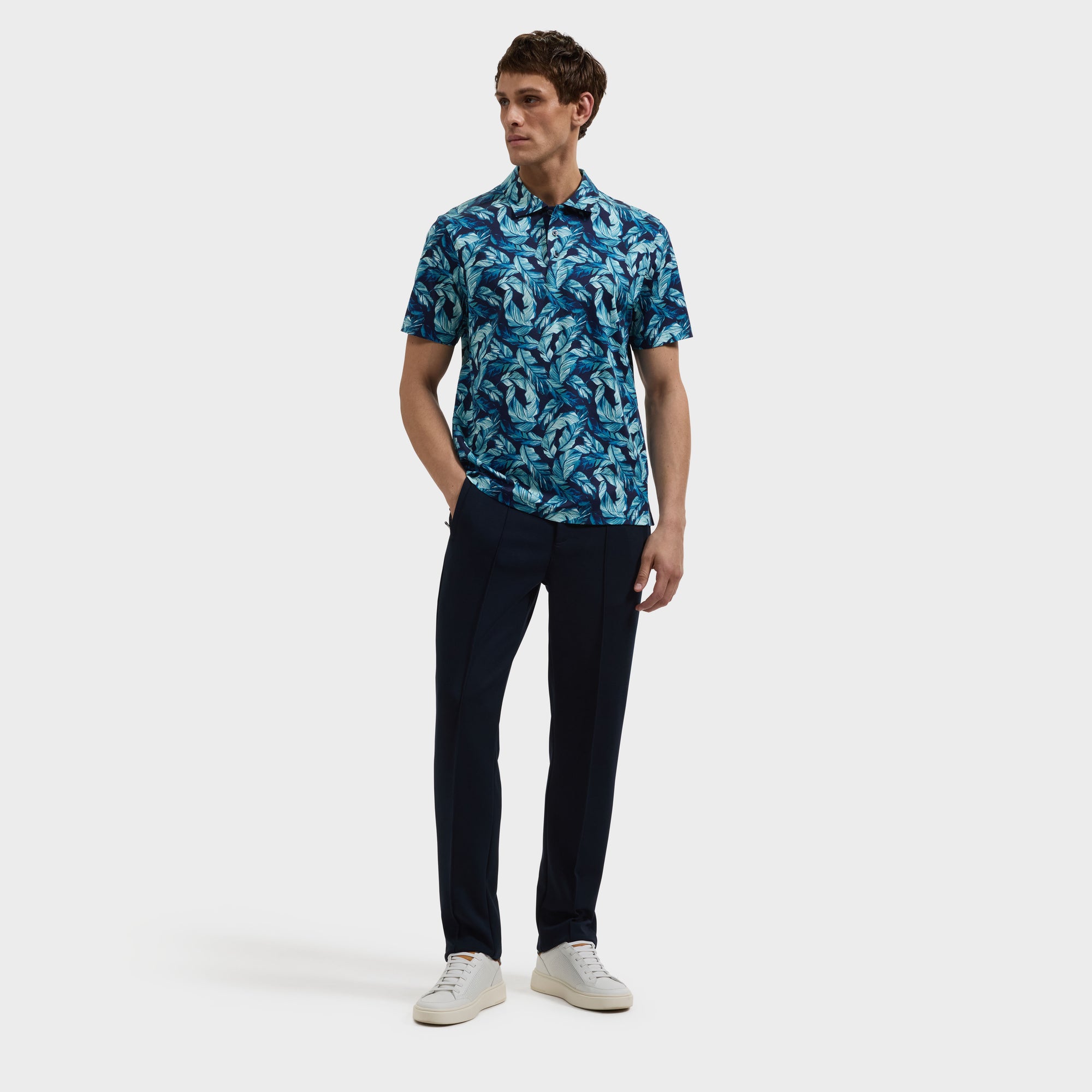 Hendrix Leaf Print Polo Shirt