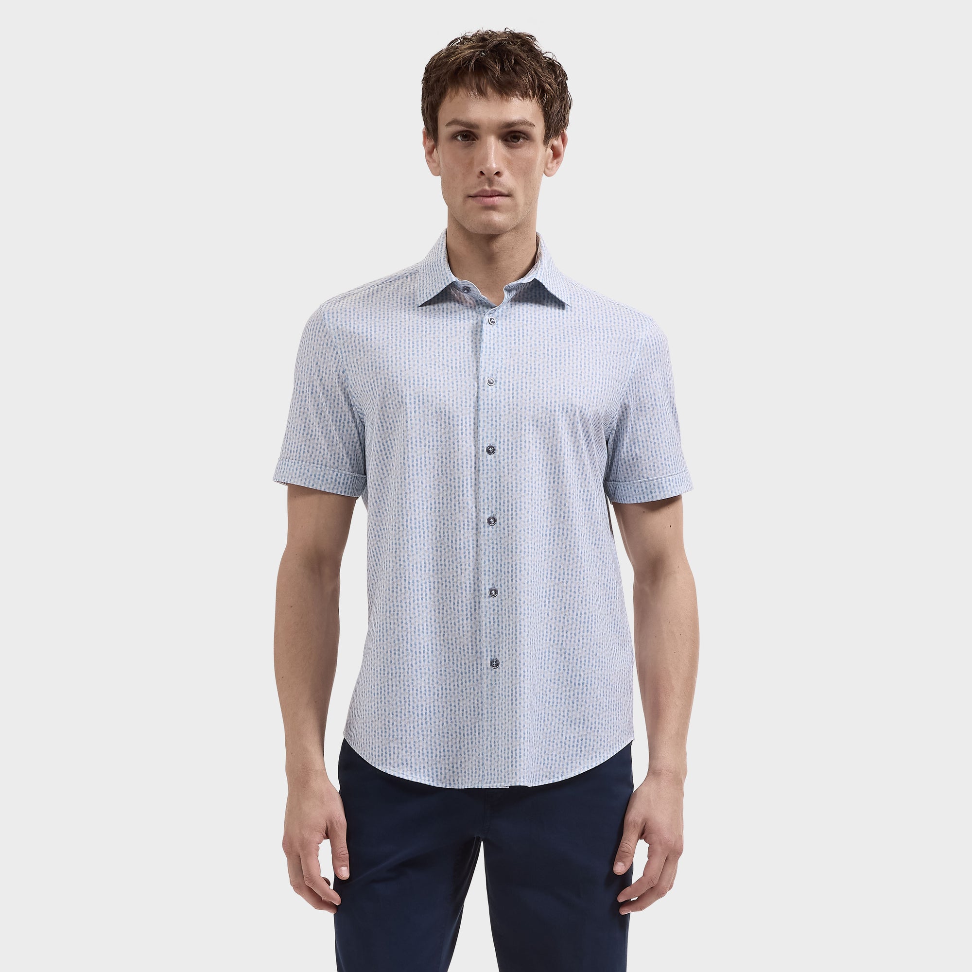 Miles OoohCotton Striped Leaf Short-Sleeve Shirt