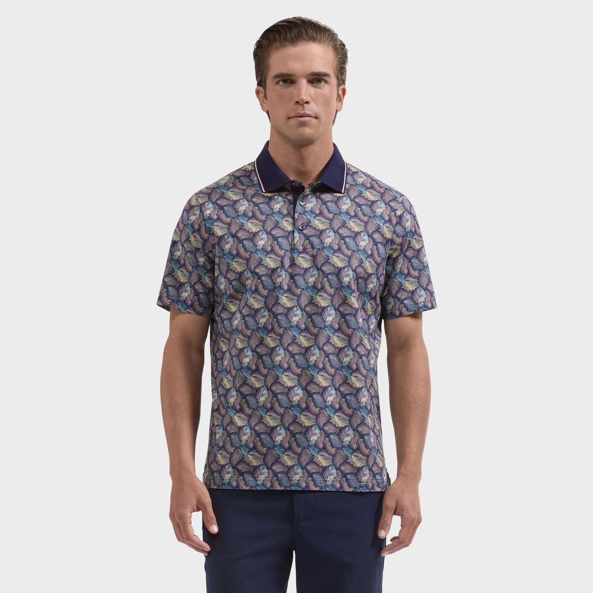 Vidal OoohCotton Leaf Print Polo Shirt