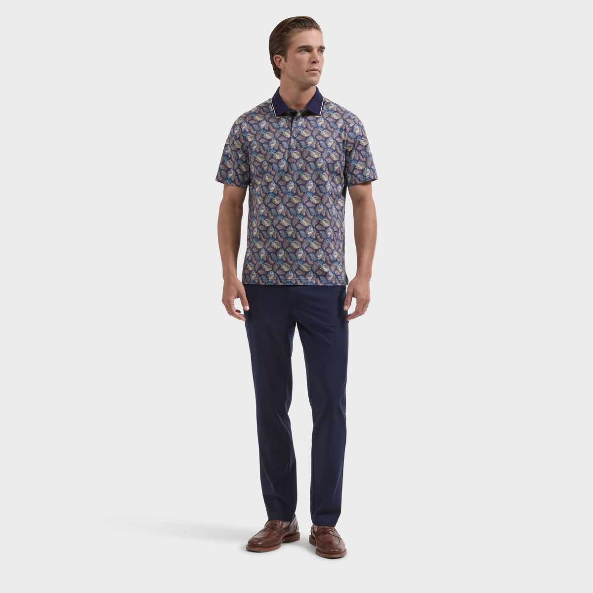 Vidal OoohCotton Leaf Print Polo Shirt