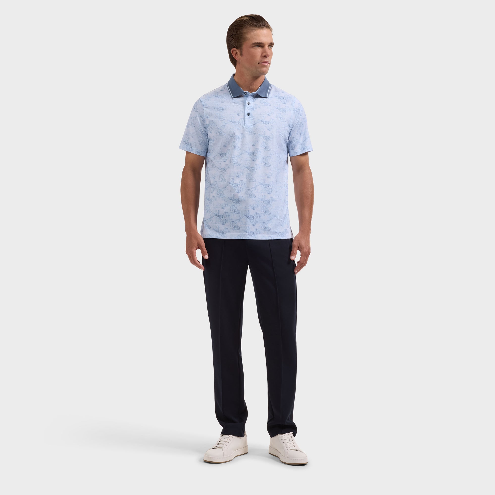 Vidal OoohCotton Leaf Print Polo Shirt