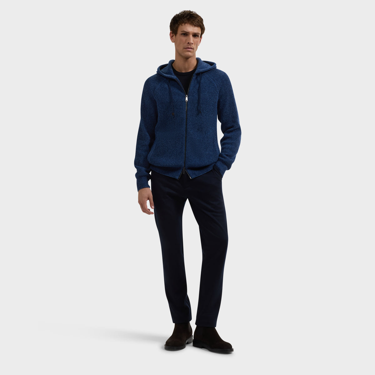 Melange Zip Hoodie Sweater