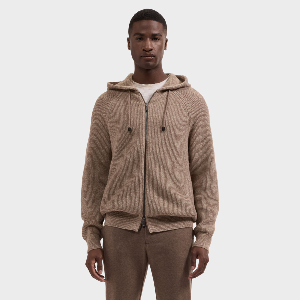 Melange Zip Hoodie Sweater
