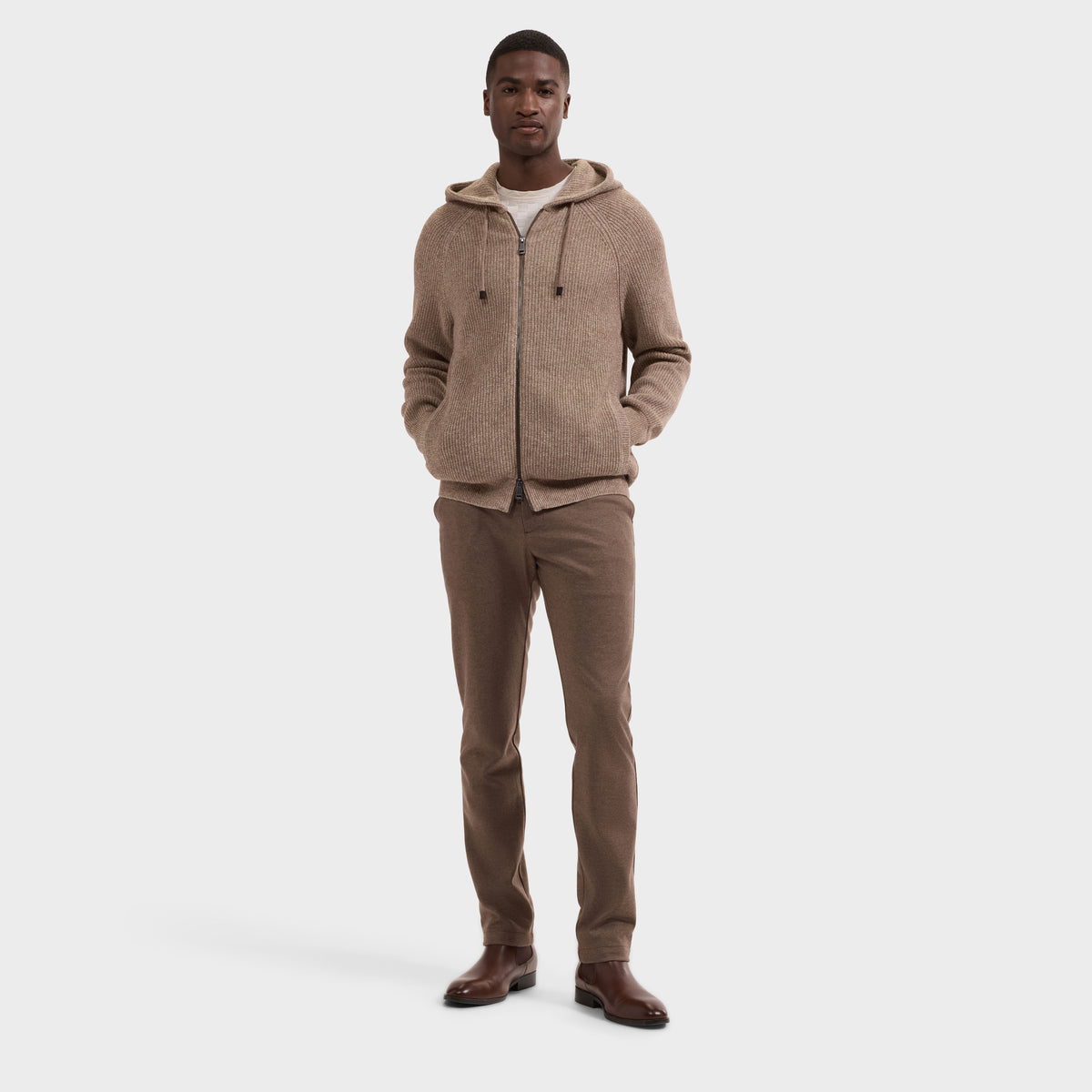 Melange Zip Hoodie Sweater