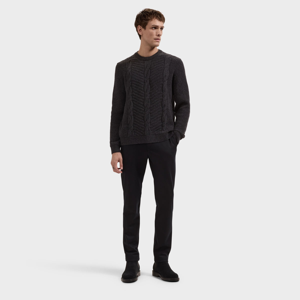 Cable Knit Crewneck Sweater
