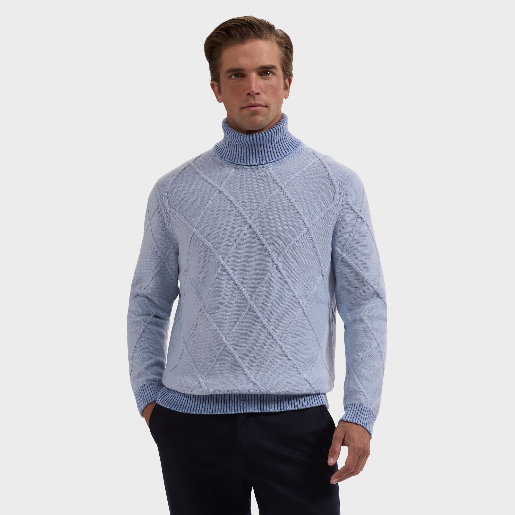 Diamond Stitch Turtleneck Sweater
