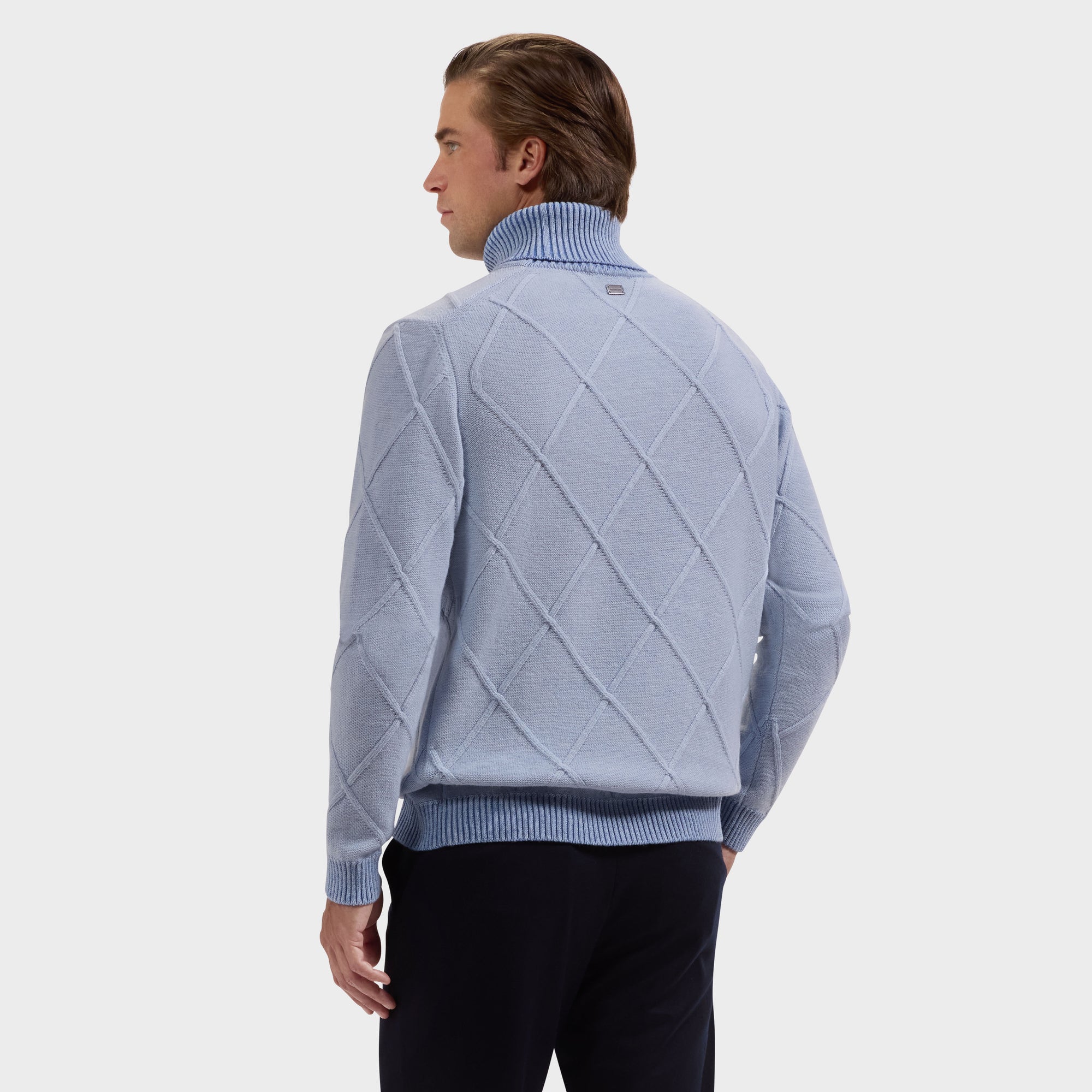 Diamond Stitch Turtleneck Sweater