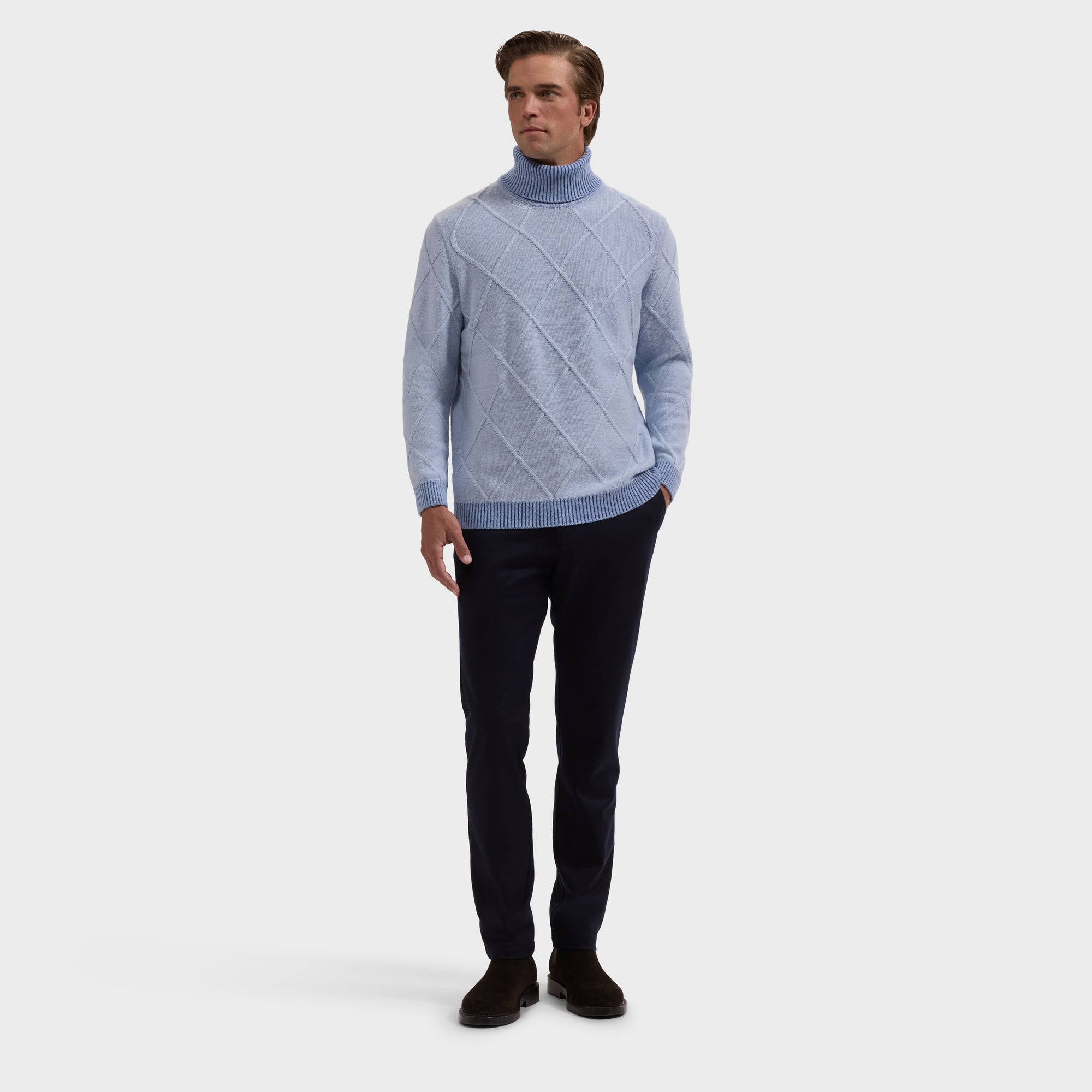 Diamond Stitch Turtleneck Sweater