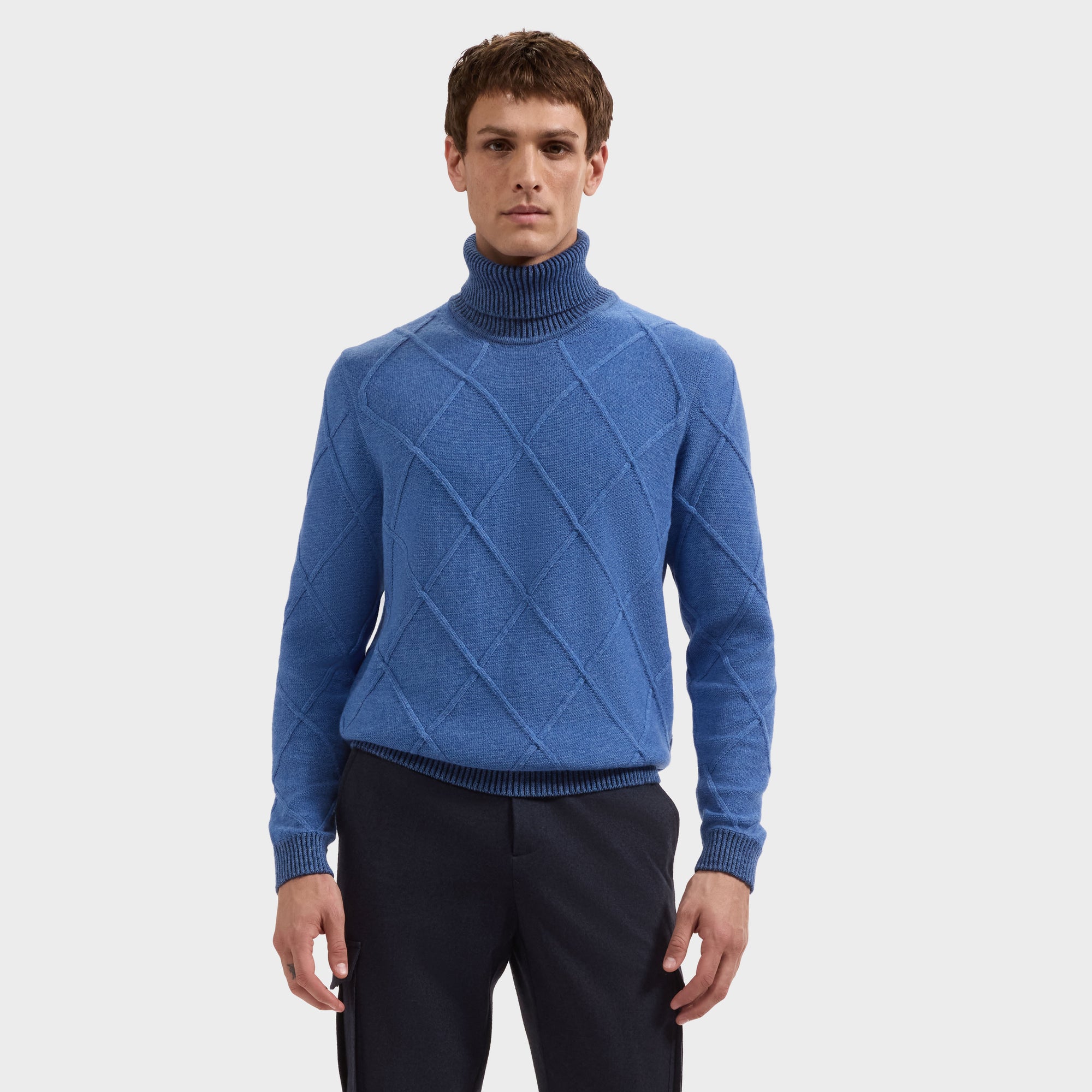Diamond Stitch Turtleneck Sweater