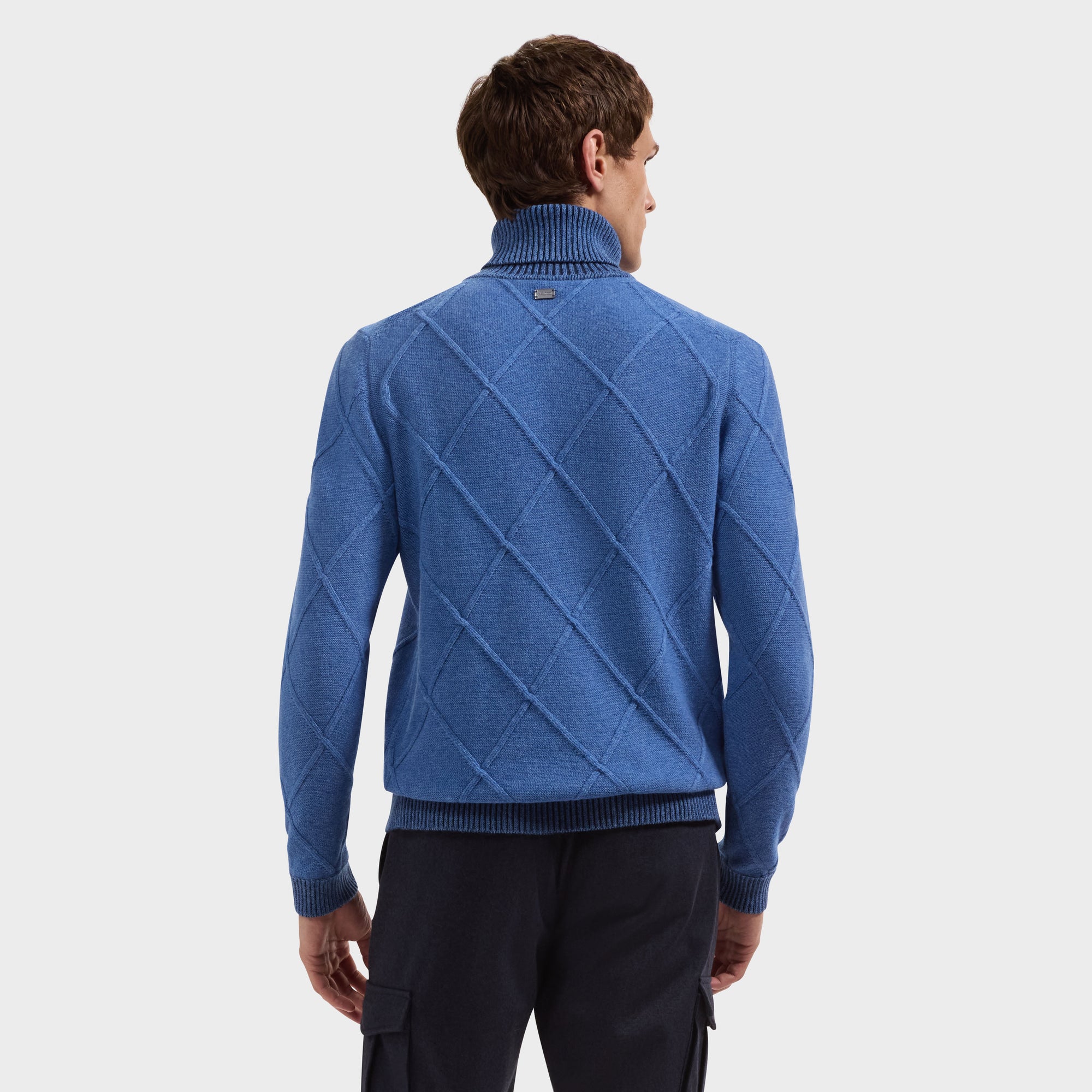 Diamond Stitch Turtleneck Sweater