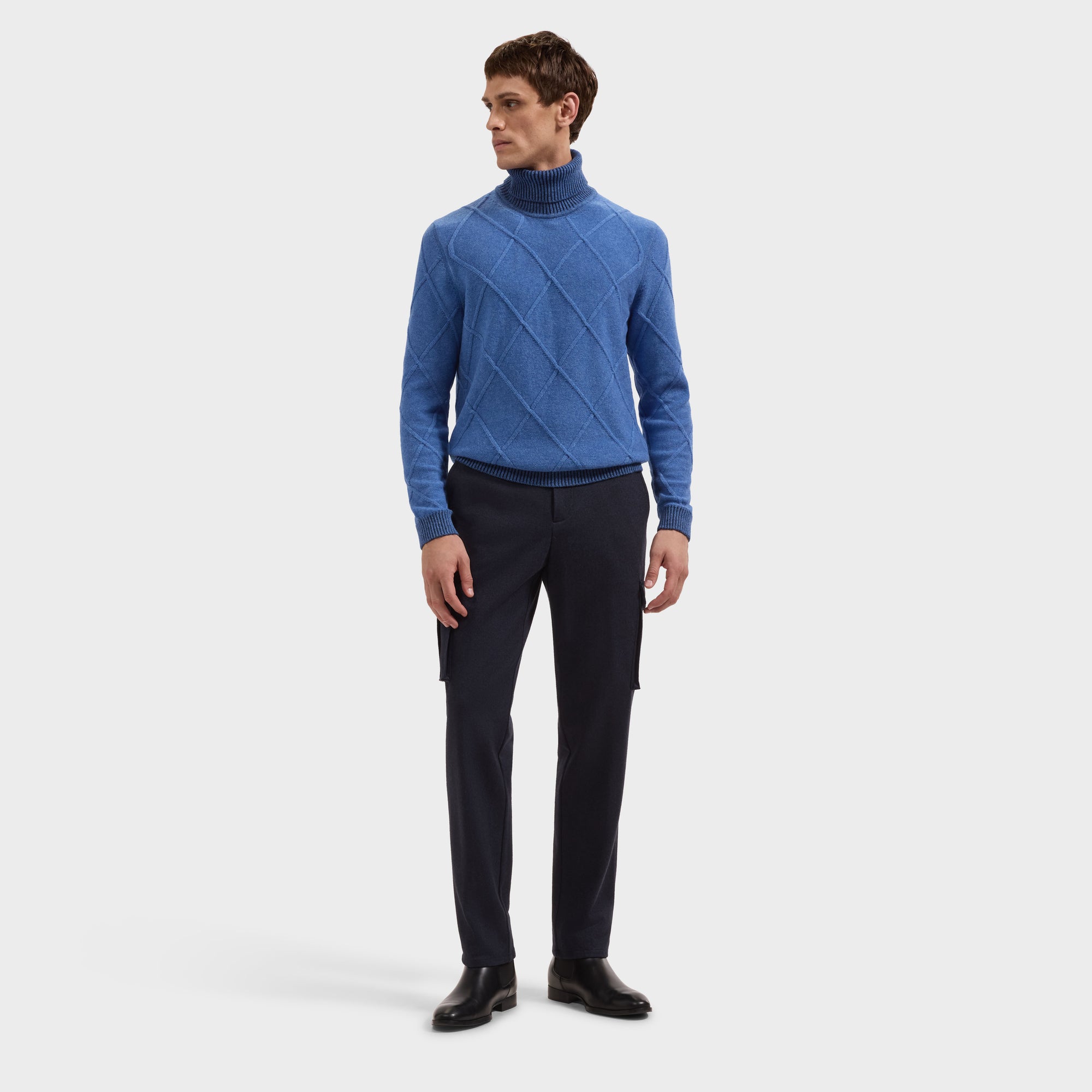 Diamond Stitch Turtleneck Sweater