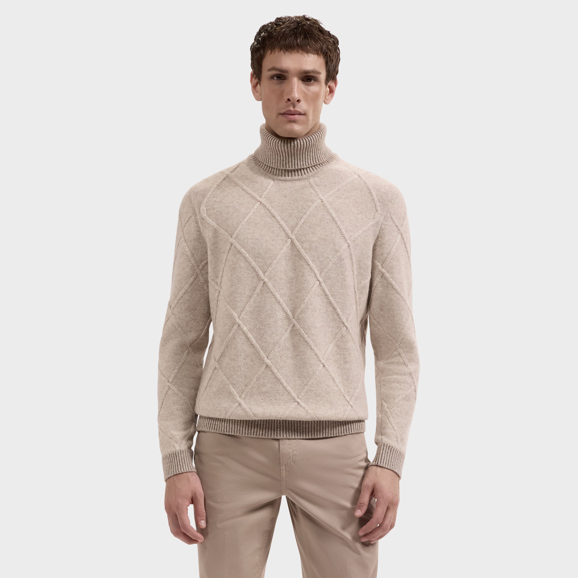 Diamond Stitch Turtleneck Sweater