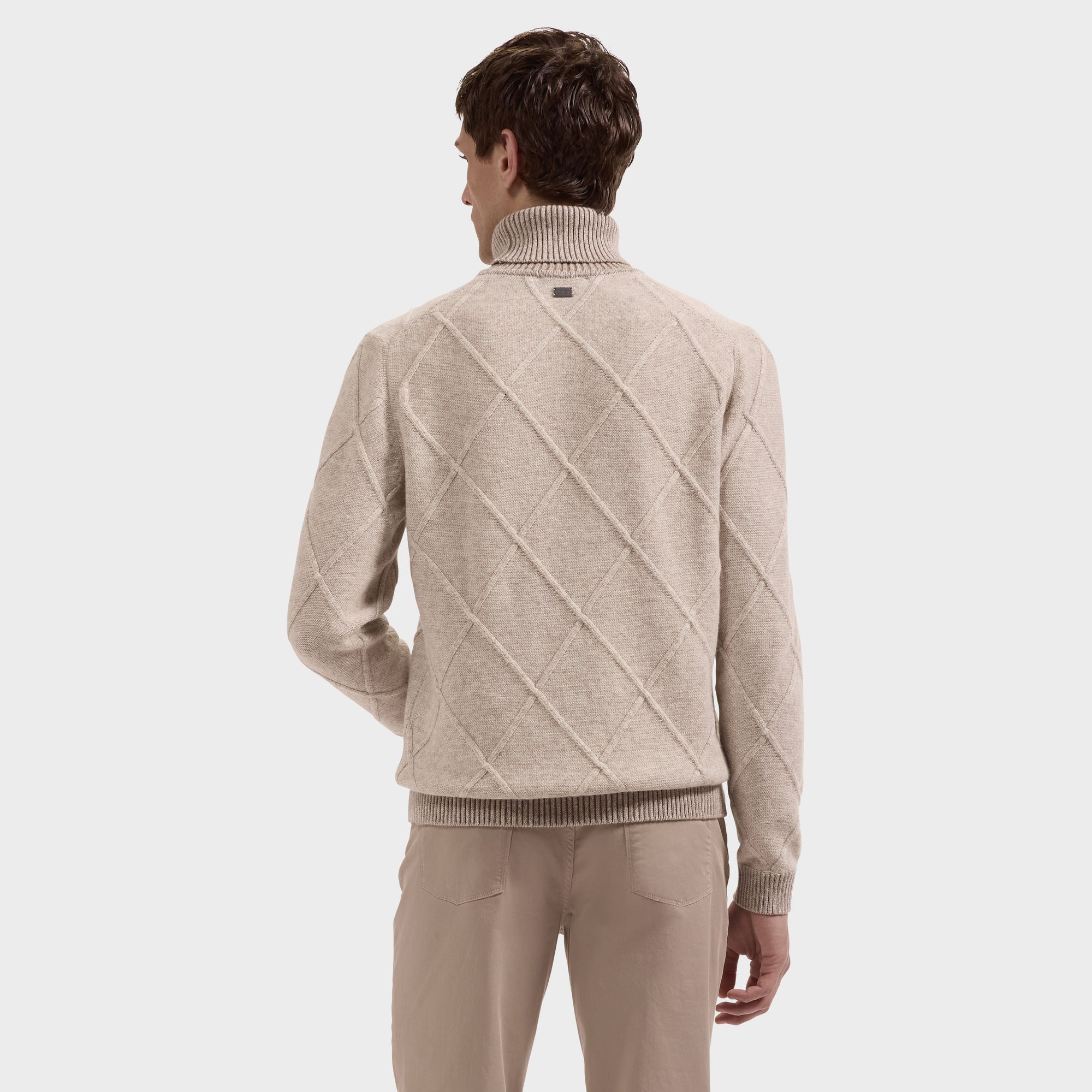 Diamond Stitch Turtleneck Sweater