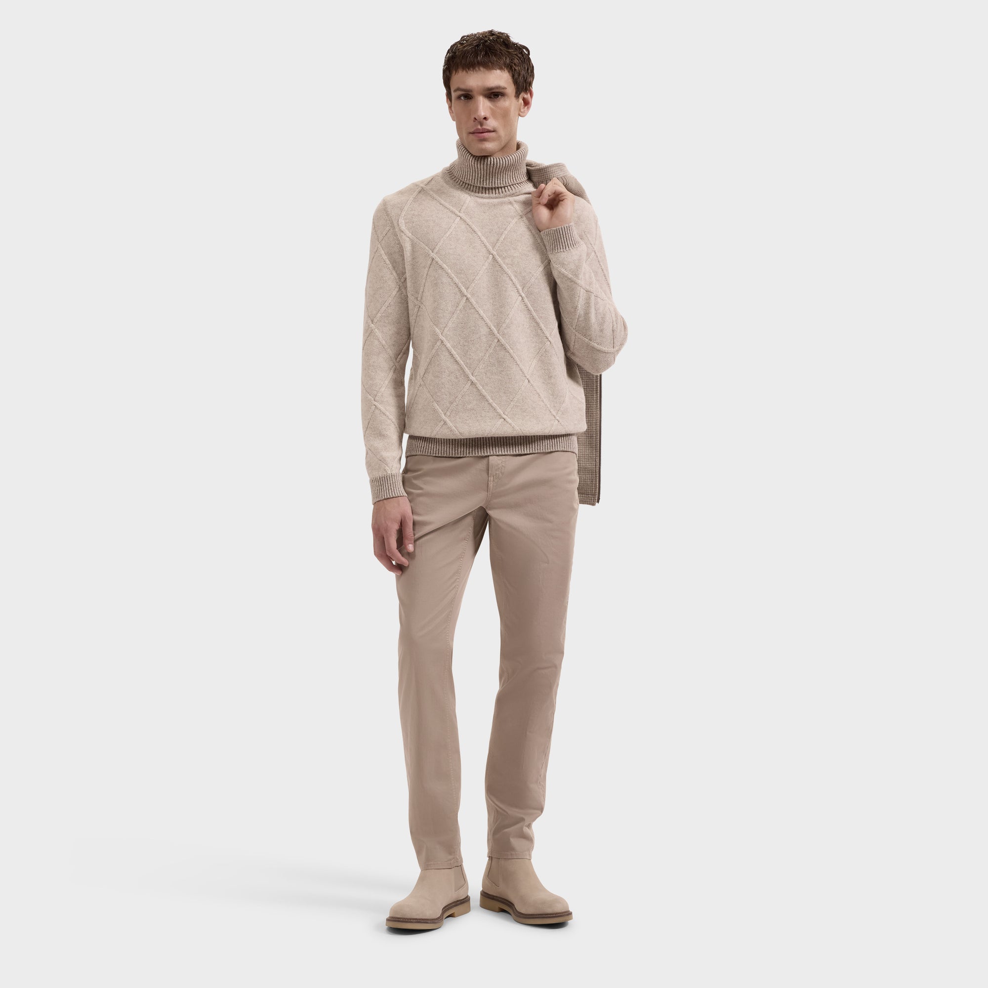 Diamond Stitch Turtleneck Sweater