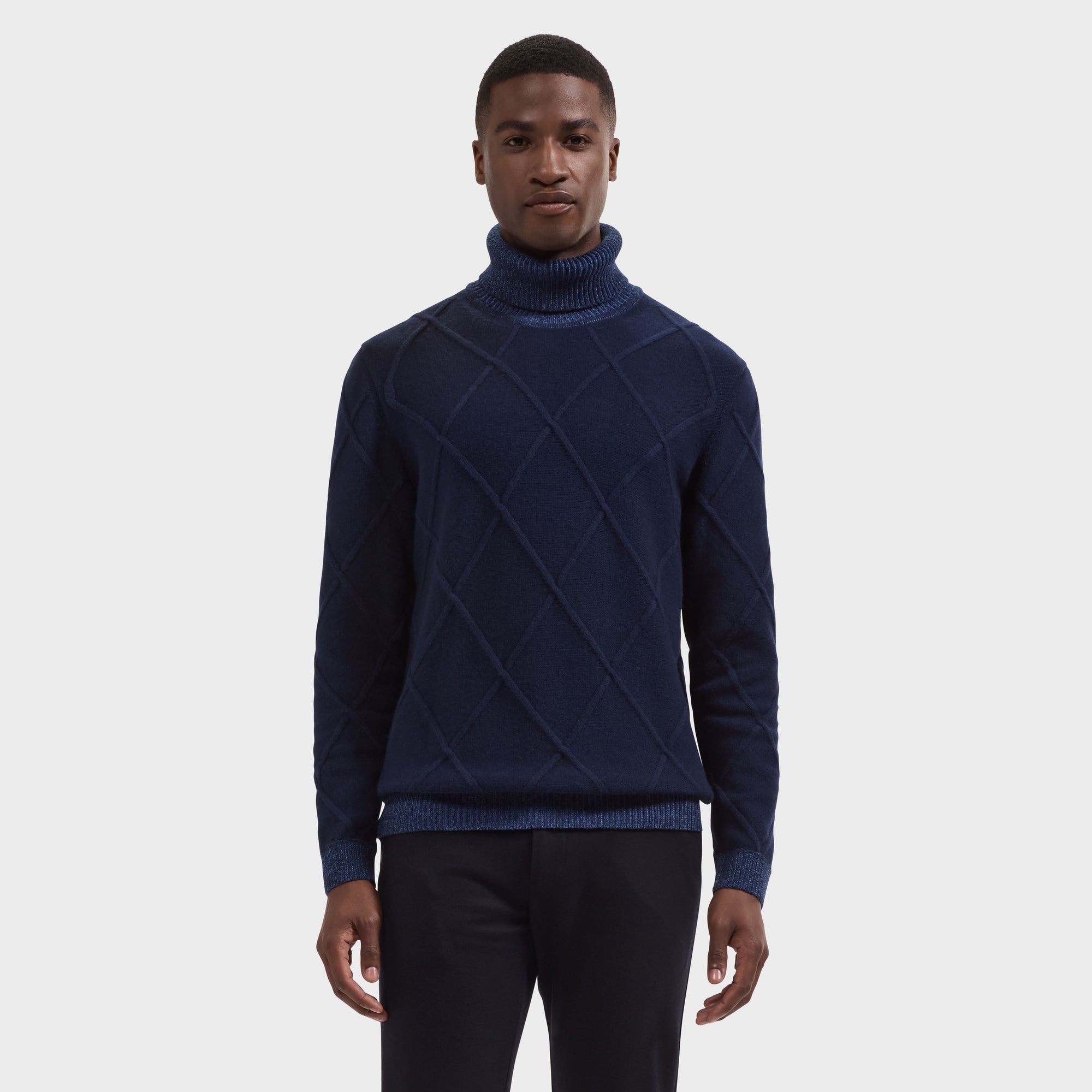 Diamond Stitch Turtleneck Sweater