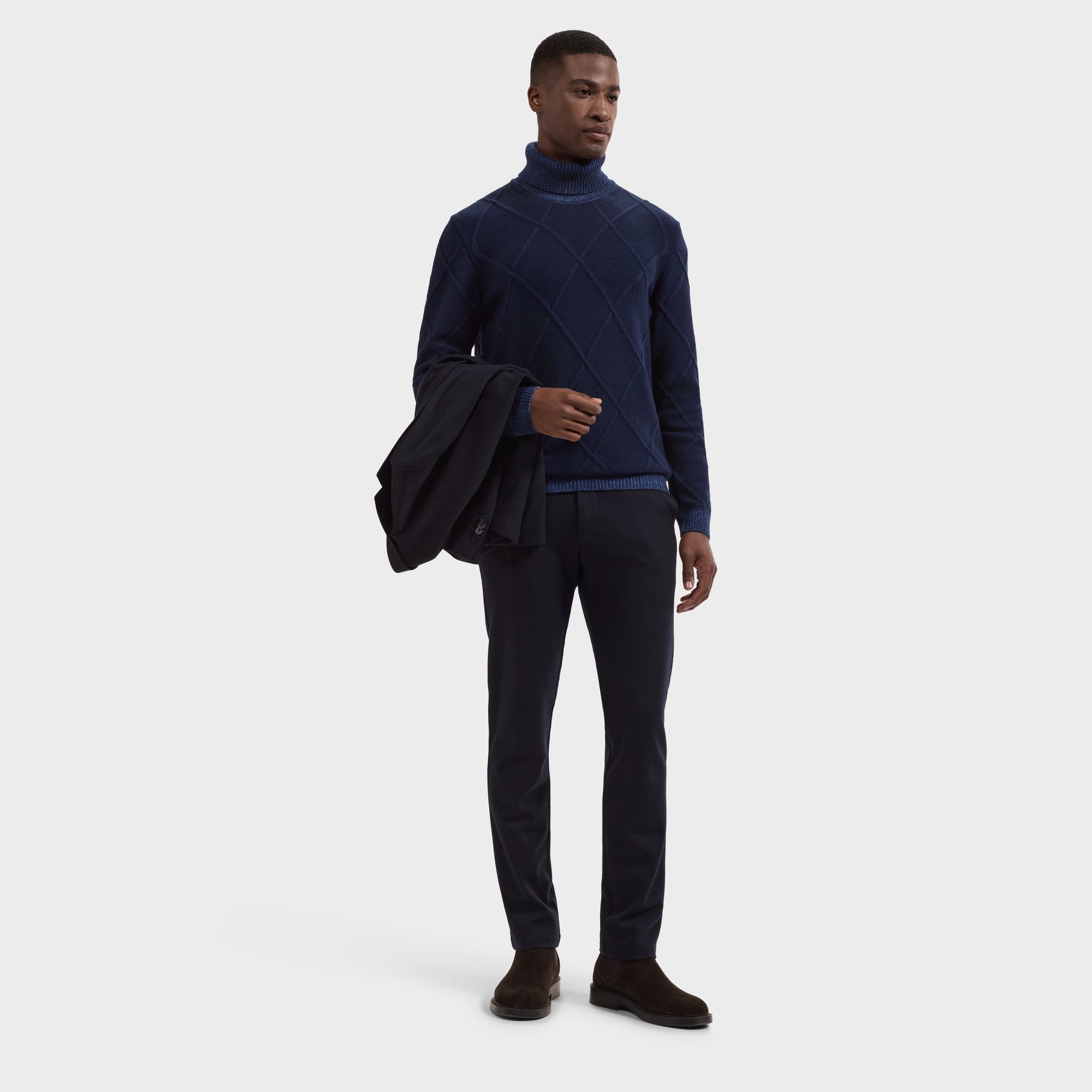 Diamond Stitch Turtleneck Sweater
