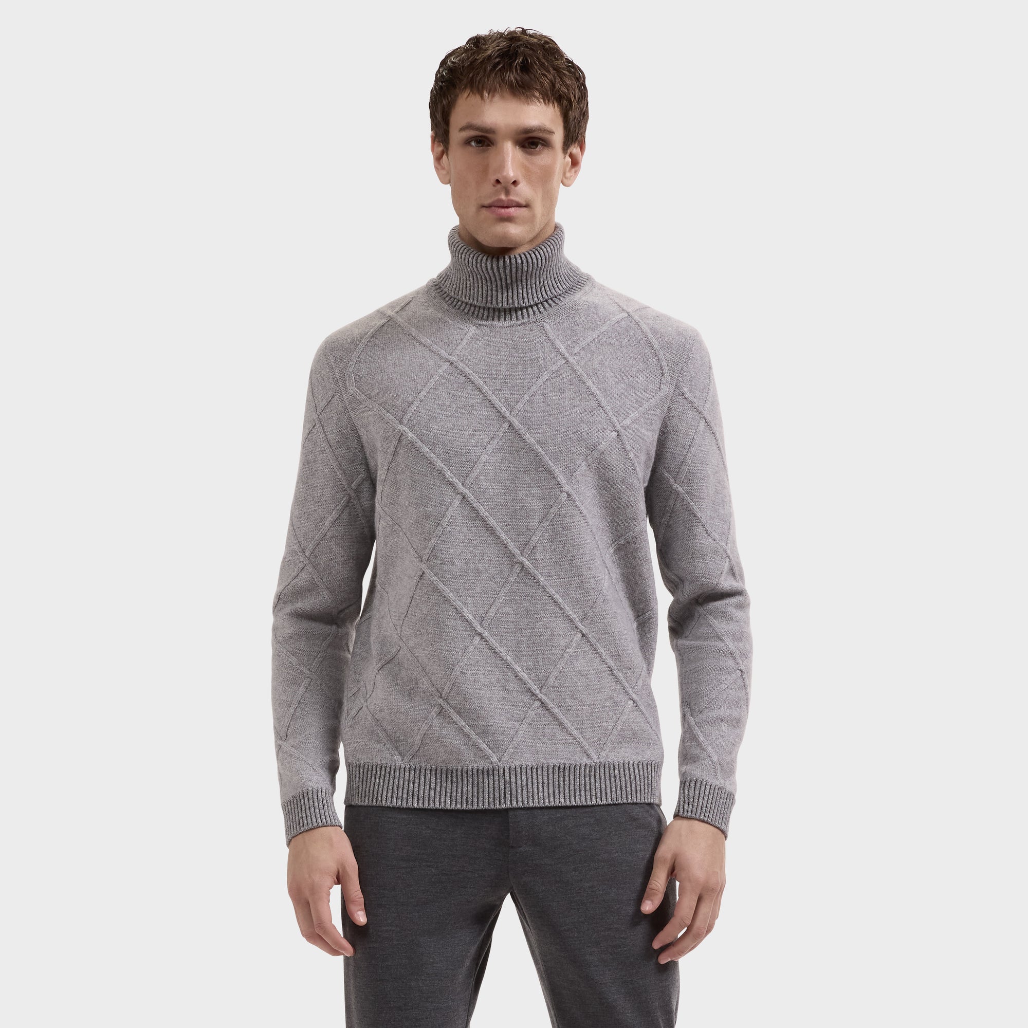 Diamond Stitch Turtleneck Sweater