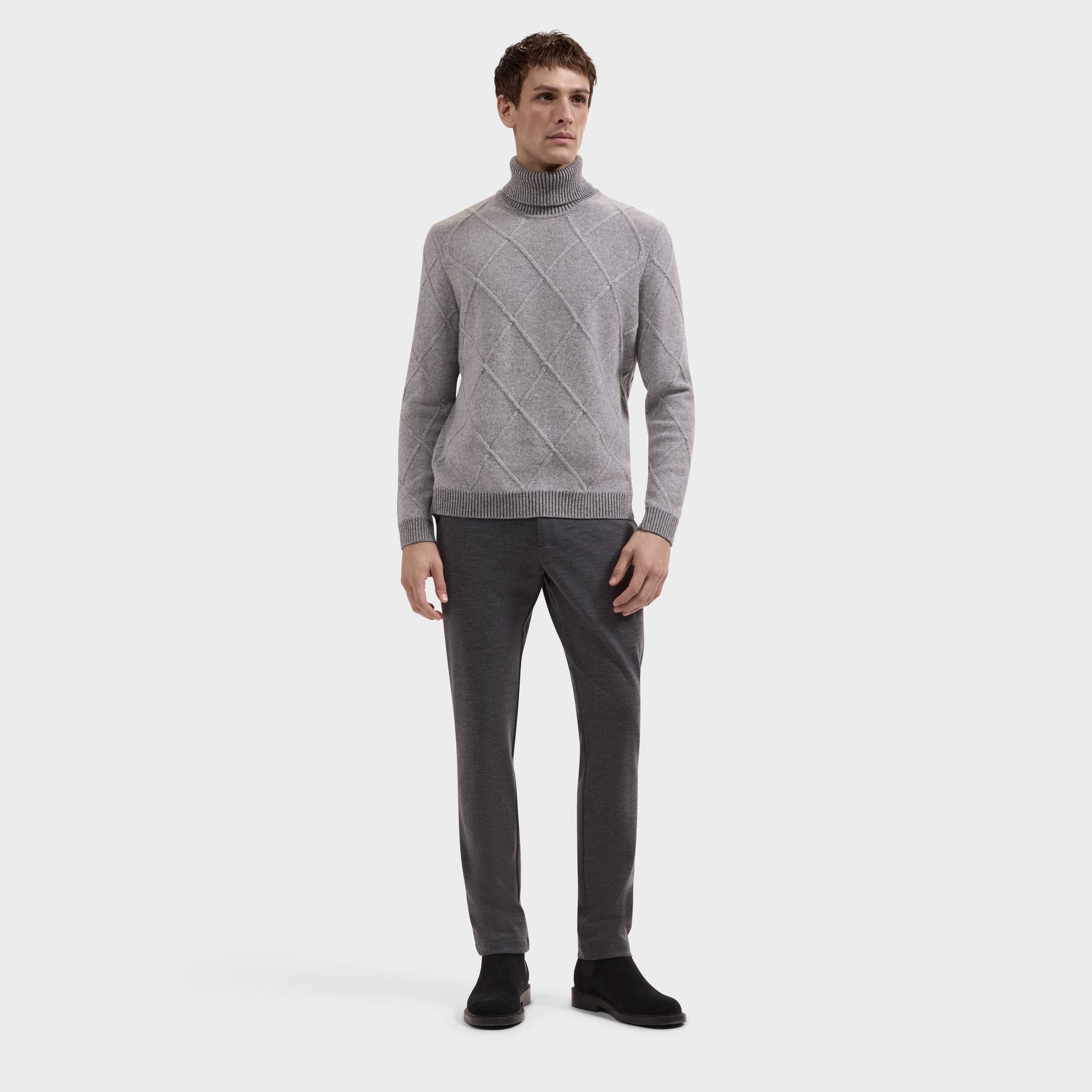 Diamond Stitch Turtleneck Sweater