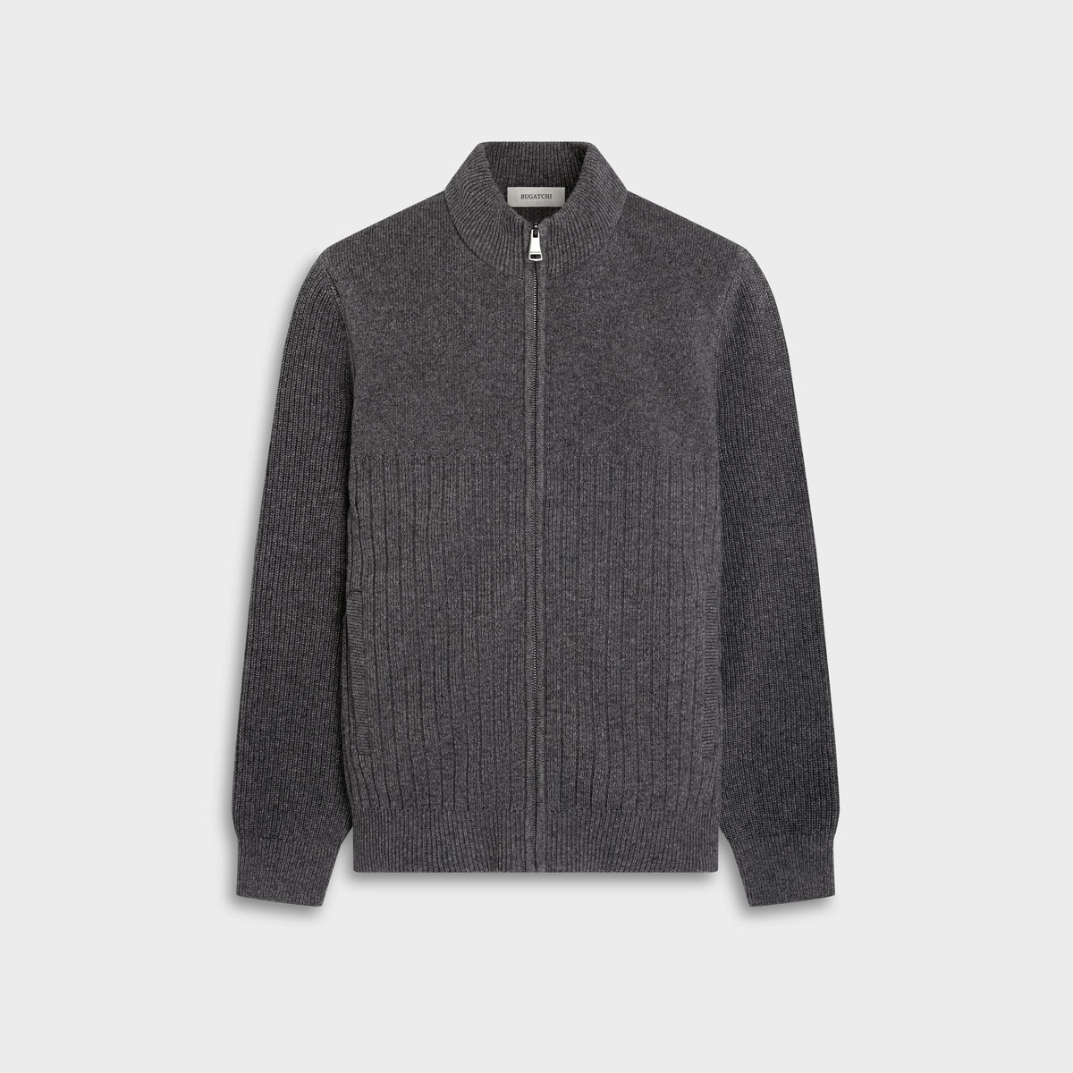 Mixed Stitch Full-Zip Cardigan Sweater