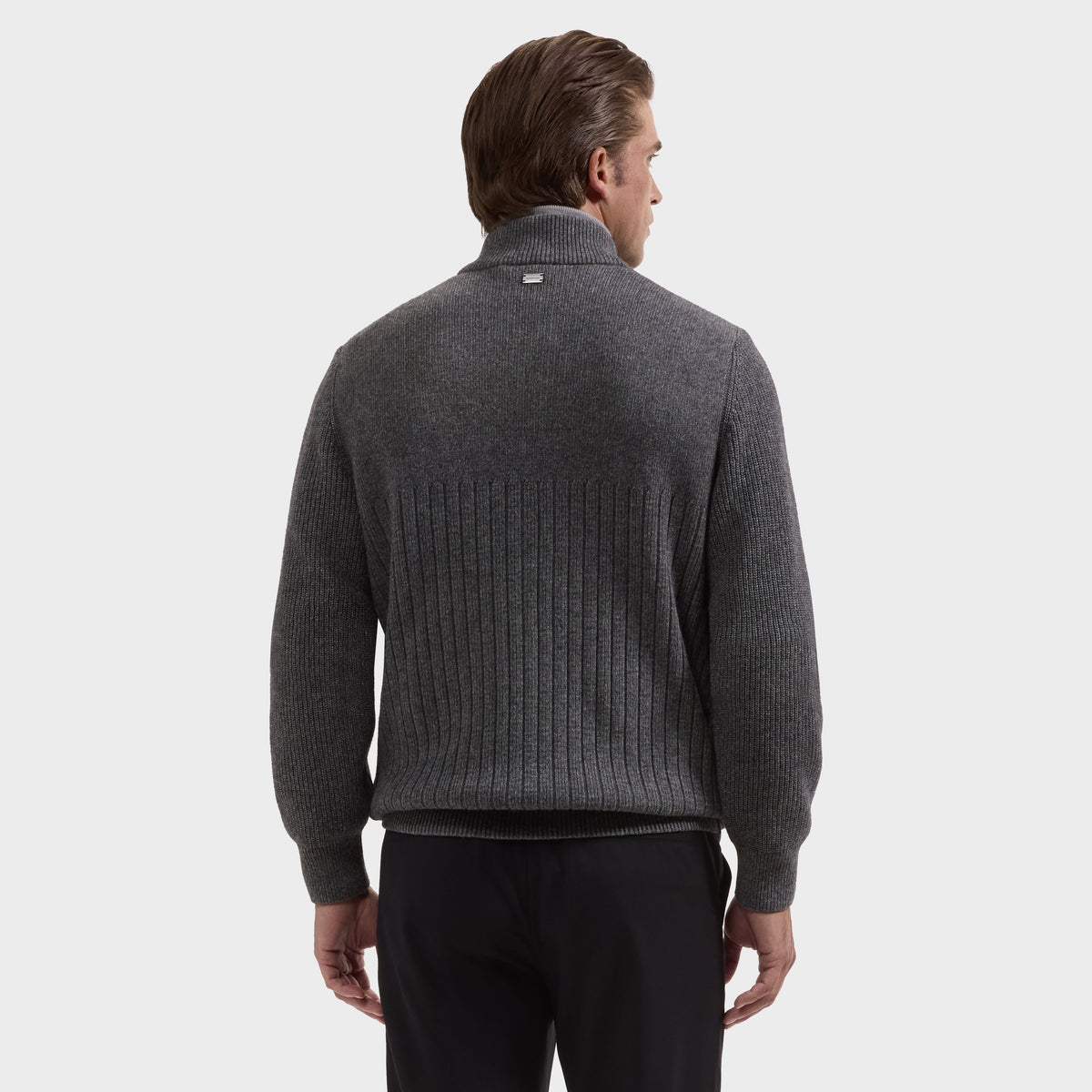 Mixed Stitch Full-Zip Cardigan Sweater