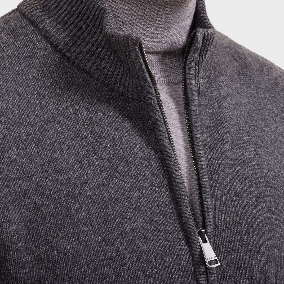 Mixed Stitch Full-Zip Cardigan Sweater