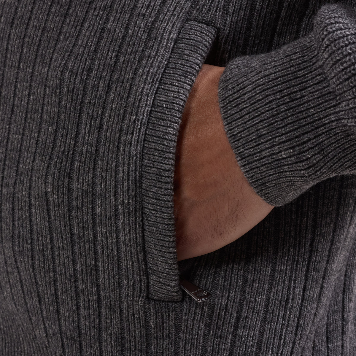 Mixed Stitch Full-Zip Cardigan Sweater