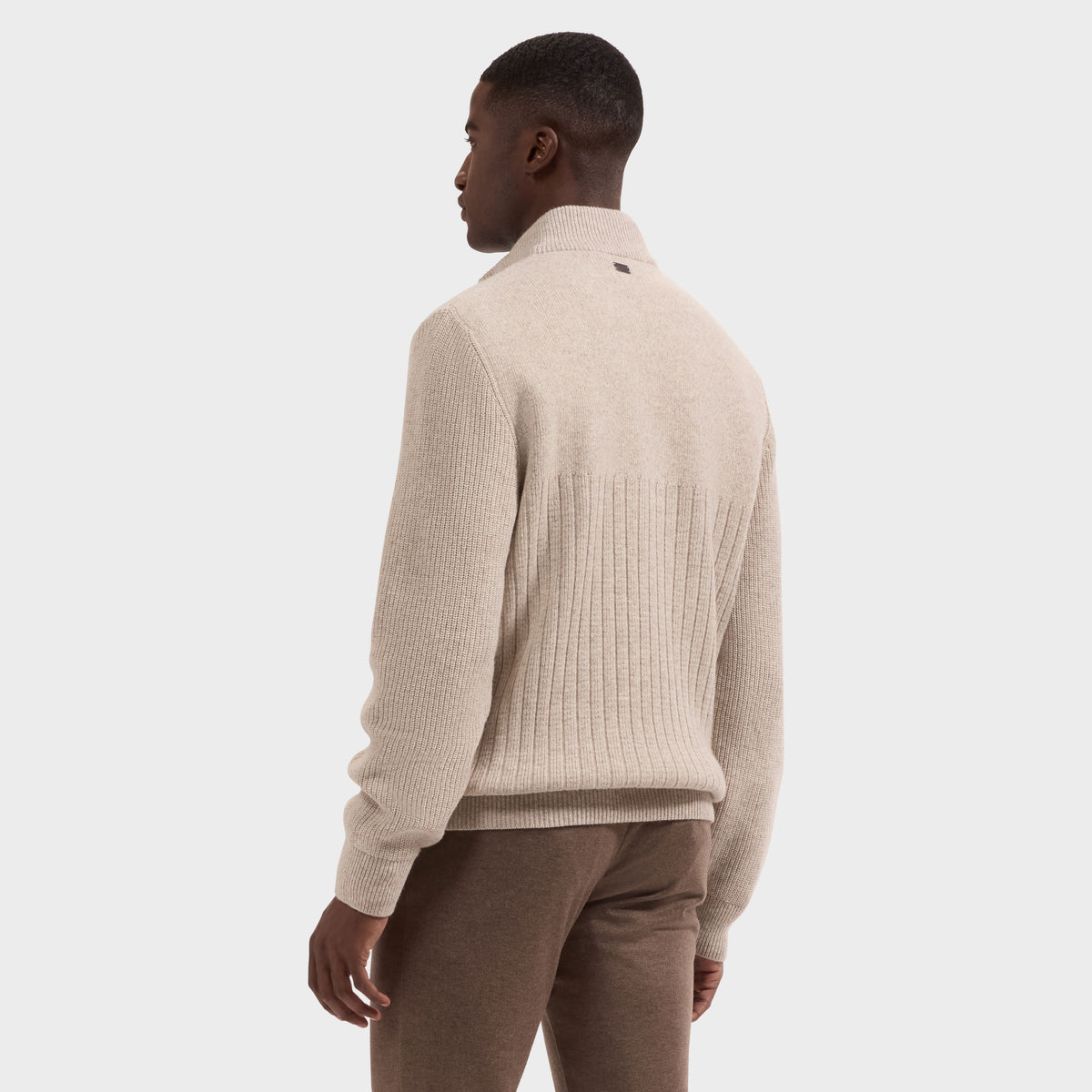 Mixed Stitch Full-Zip Cardigan Sweater