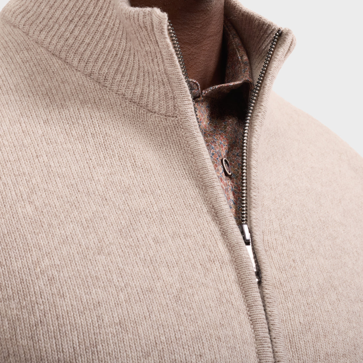 Mixed Stitch Full-Zip Cardigan Sweater