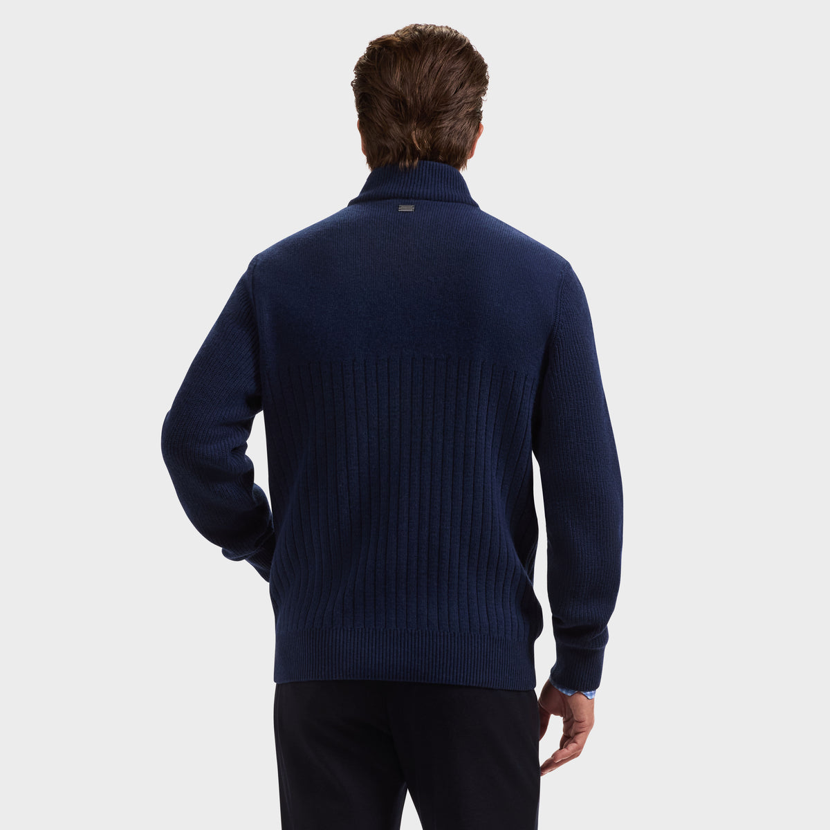 Mixed Stitch Full-Zip Cardigan Sweater