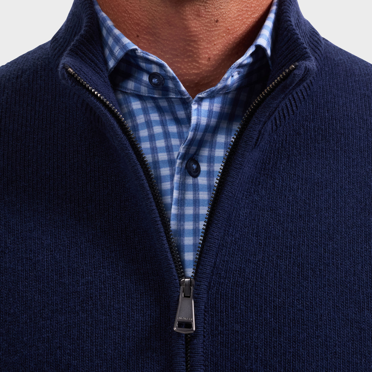 Mixed Stitch Full-Zip Cardigan Sweater