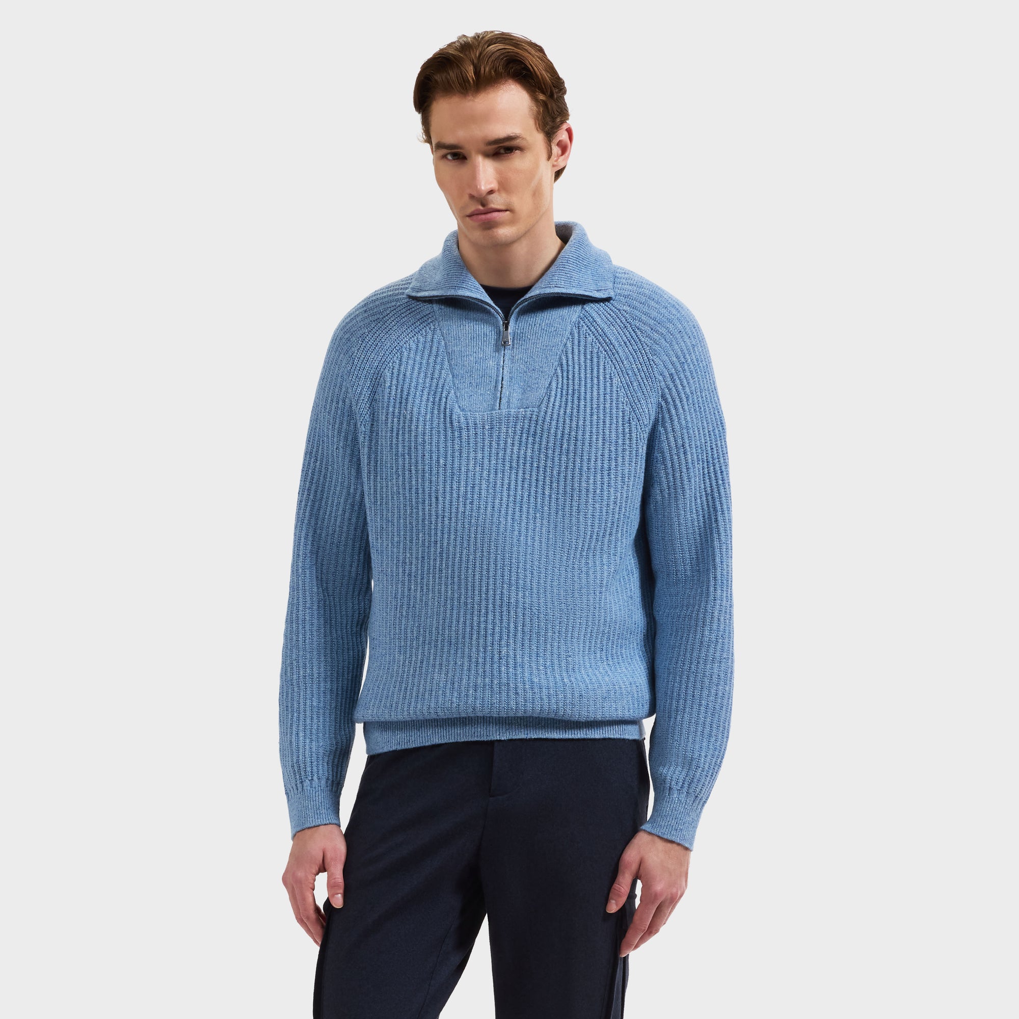 Rib-Knit Quarter-Zip Sweater