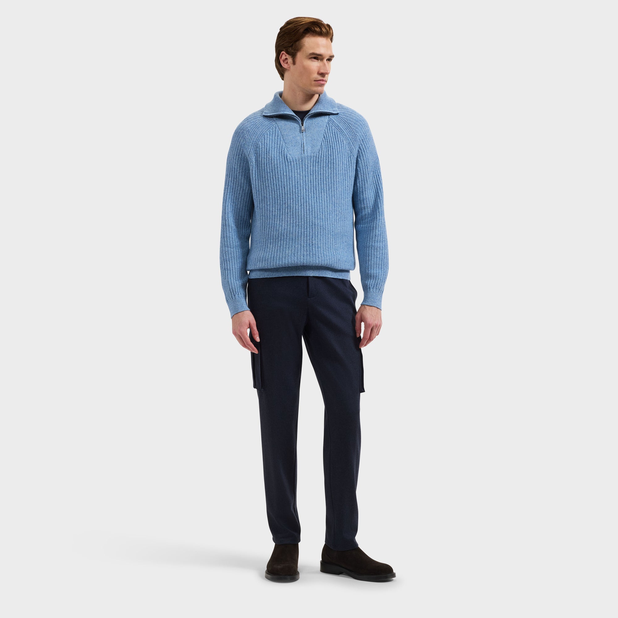 Rib-Knit Quarter-Zip Sweater