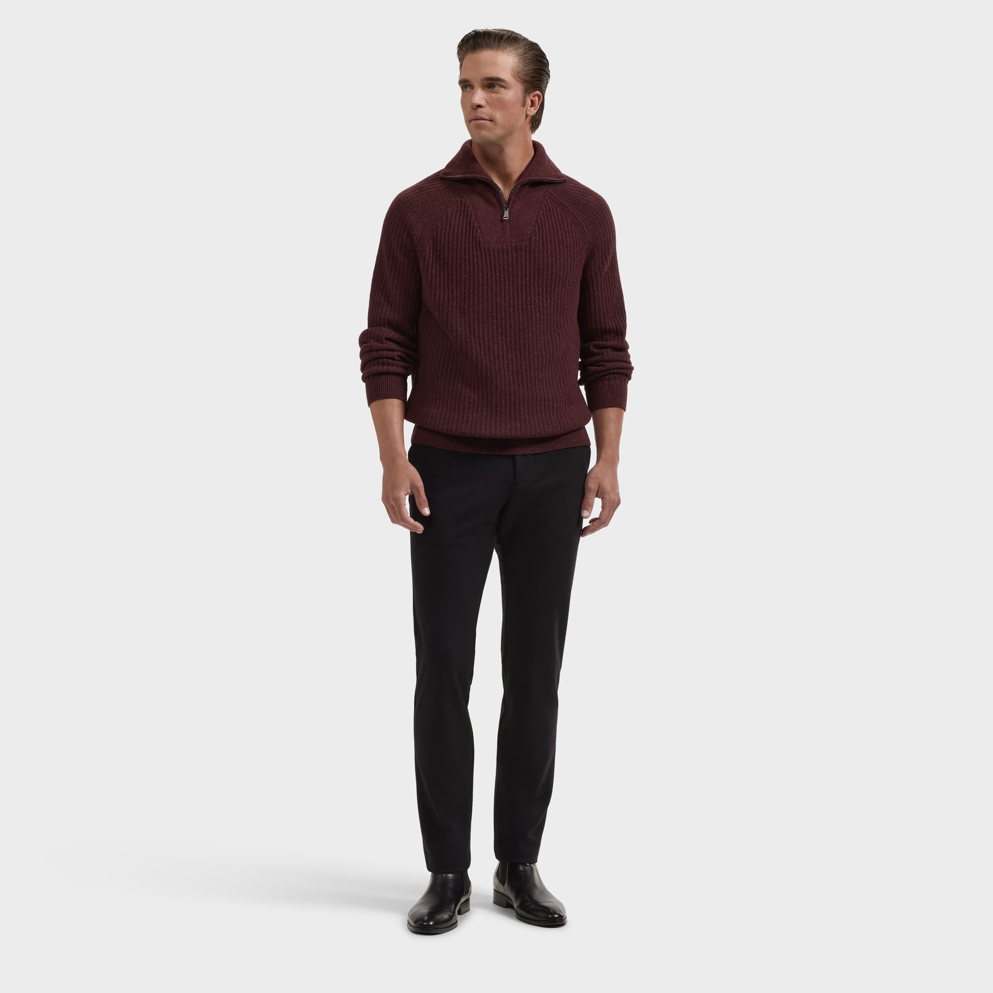 Rib-Knit Quarter-Zip Sweater