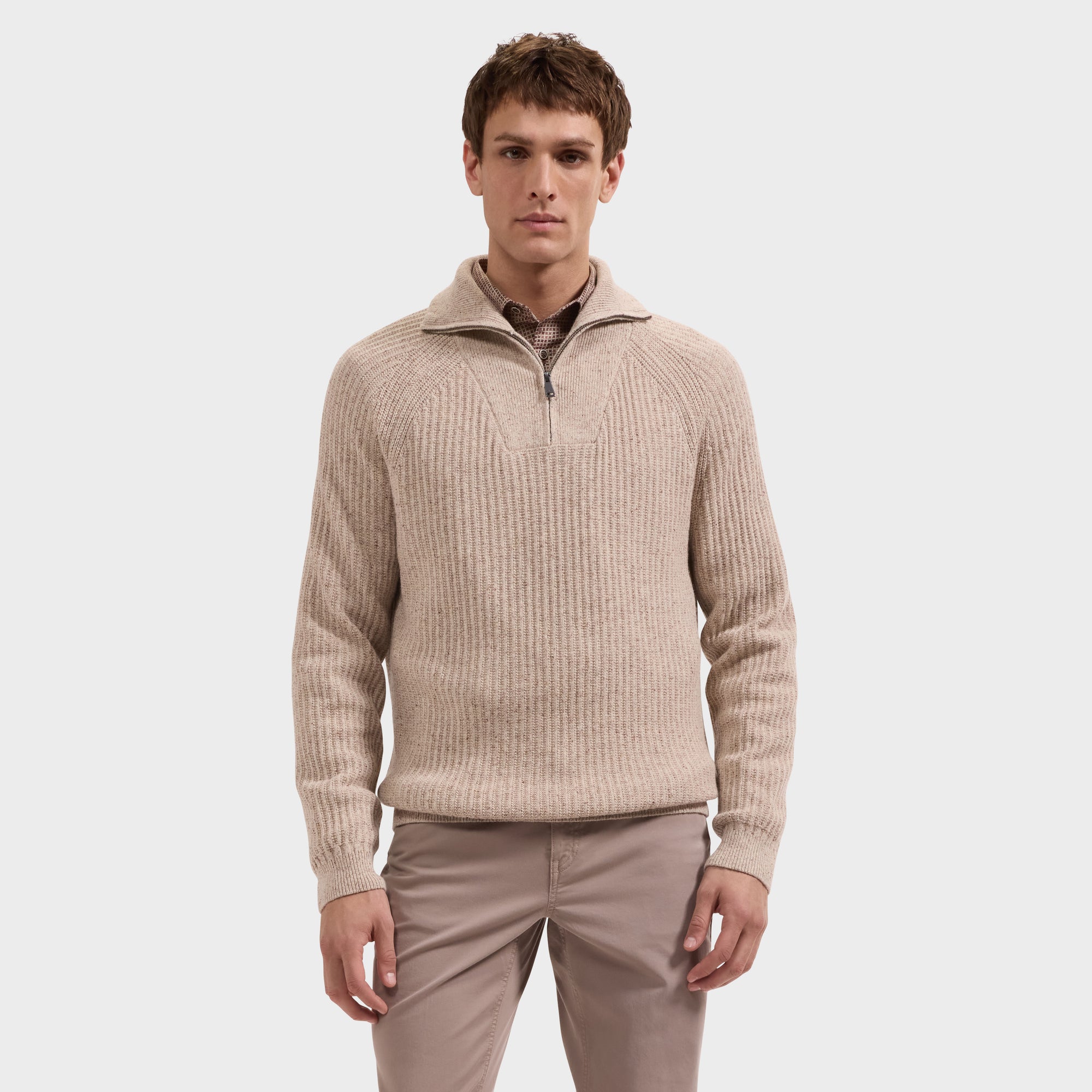 Rib-Knit Quarter-Zip Sweater
