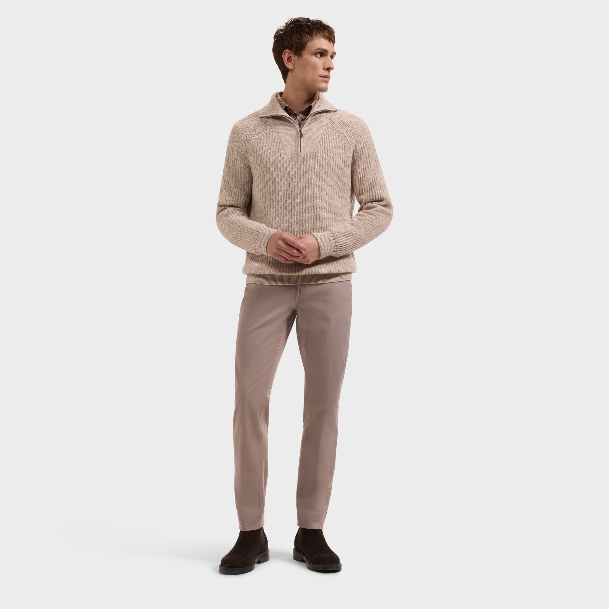 Rib-Knit Quarter-Zip Sweater