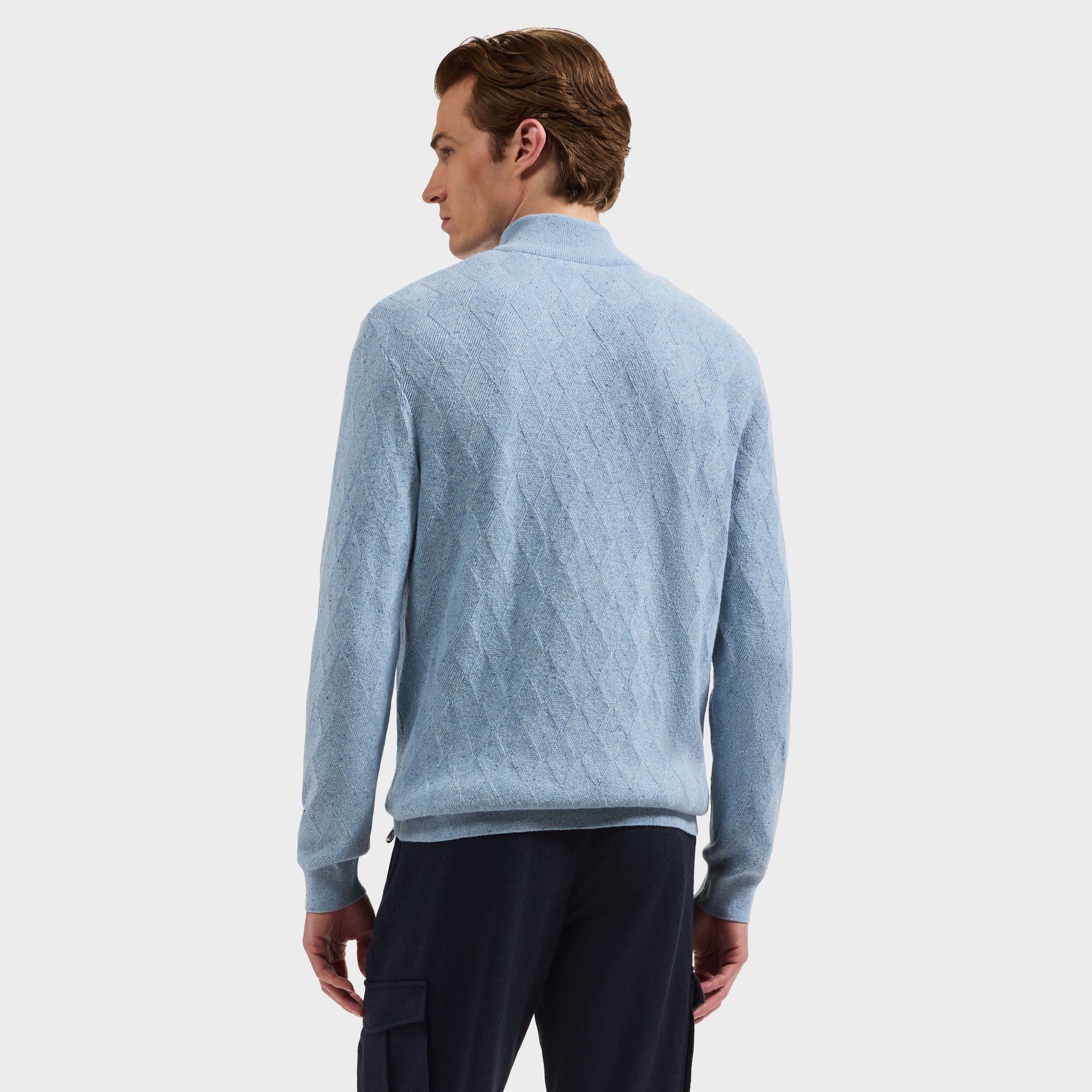 Diamond Stitch Quarter-Zip Sweater