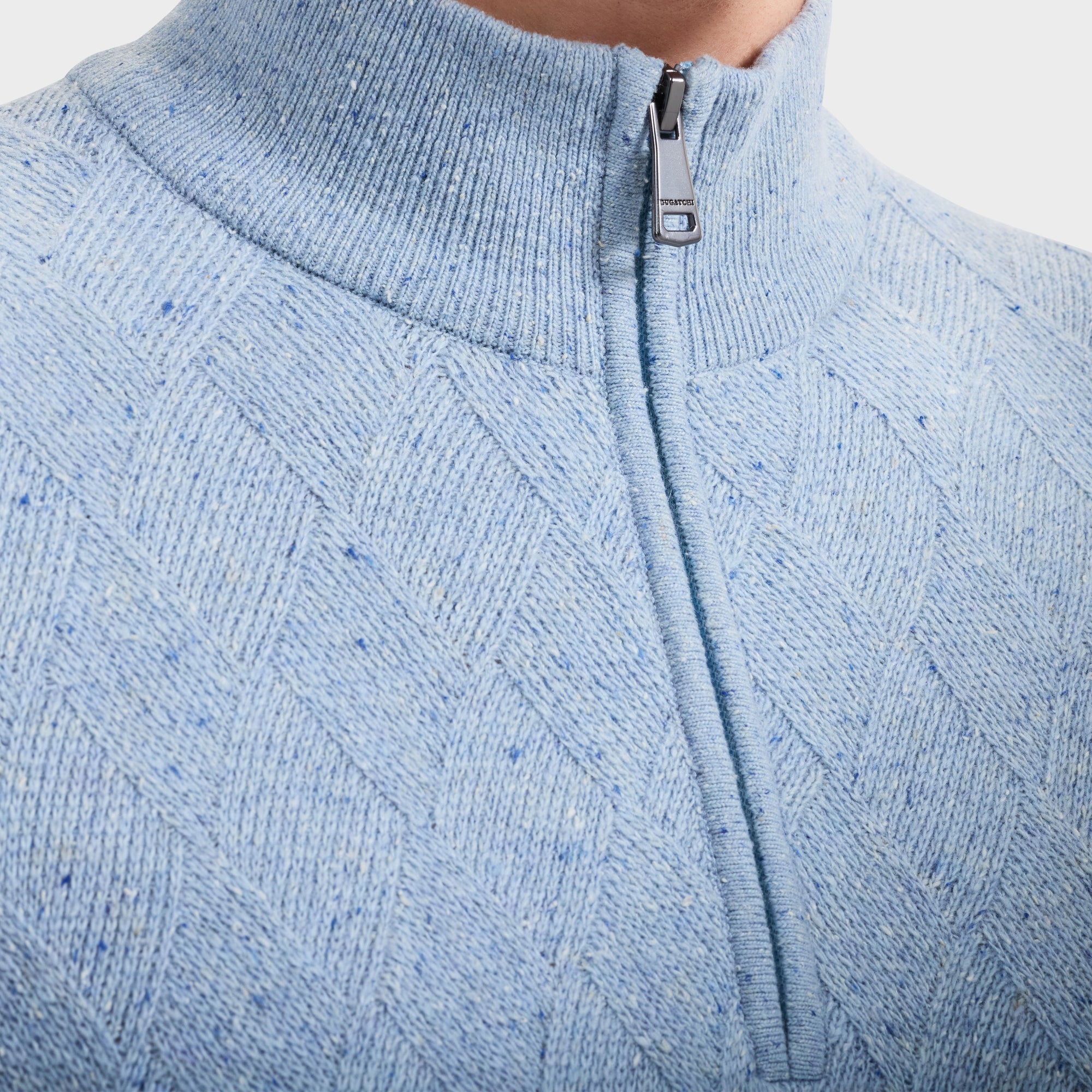 Diamond Stitch Quarter-Zip Sweater