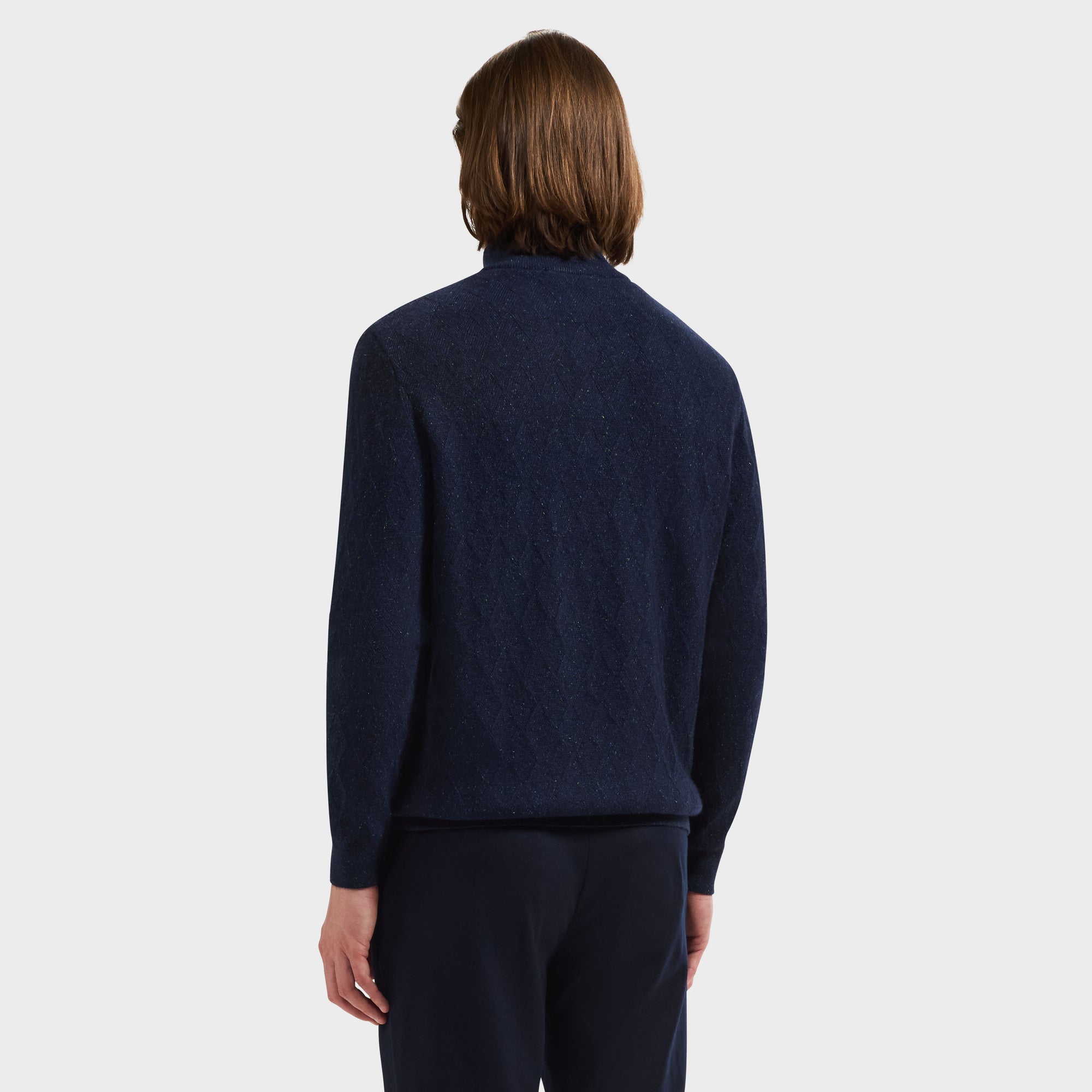 Diamond Stitch Quarter-Zip Sweater
